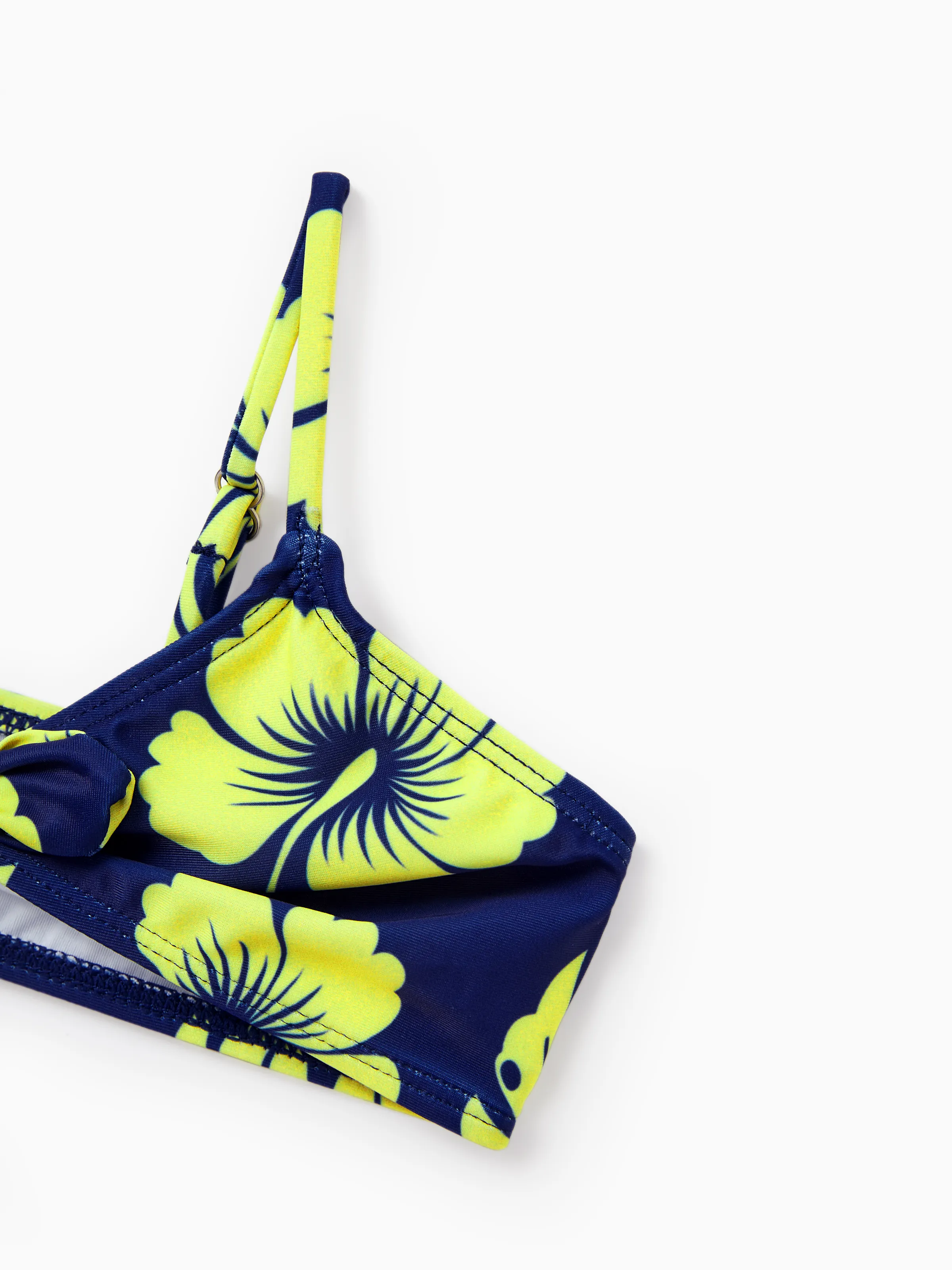 Toddler Girl Tropical Floral Swimsuits Halter Bikini Deep Blue - Image 5