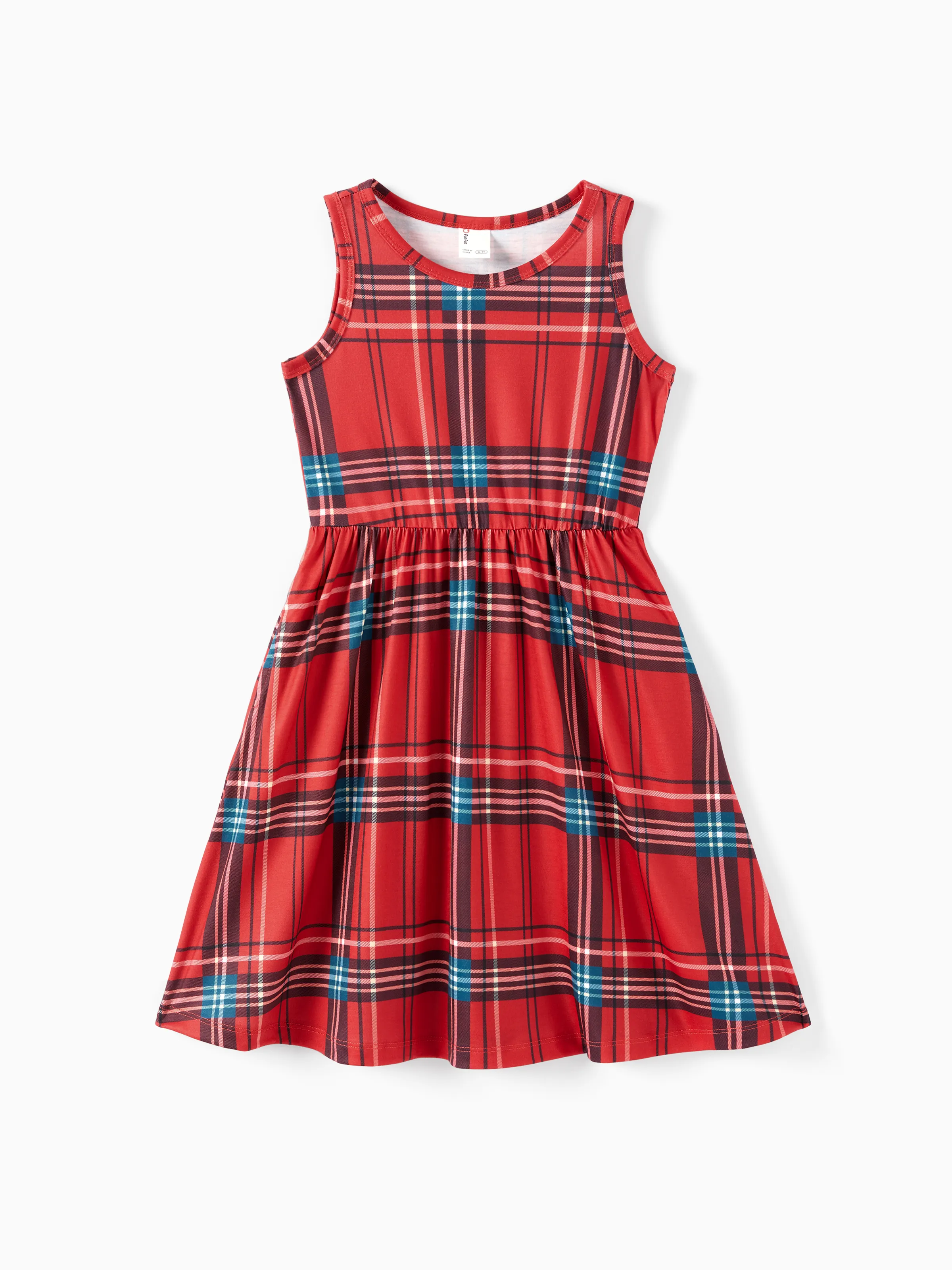 Toddler/ Kid Girl 2pcs Solid Jacket and Plaid Dress Set Burgundy - Image 4