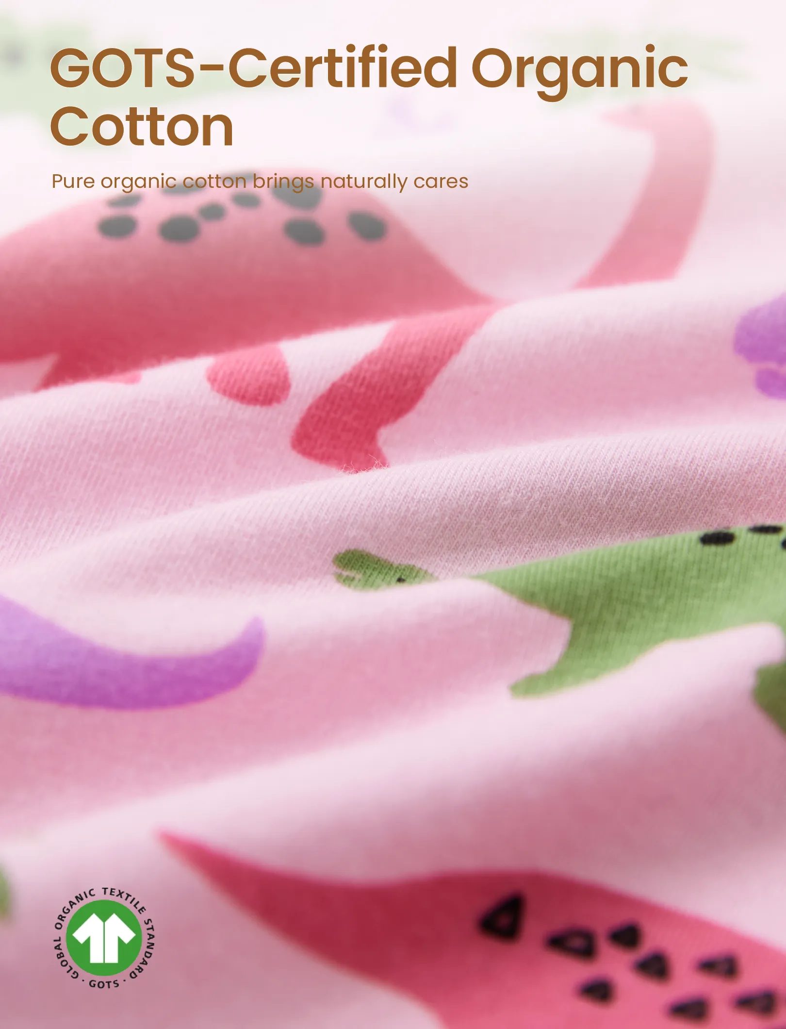 Toddler / Kids 2-piece Organic Cotton Pajamas with Childlike Print Snug fit Pjs for Girls / Boys Pink - Image 5