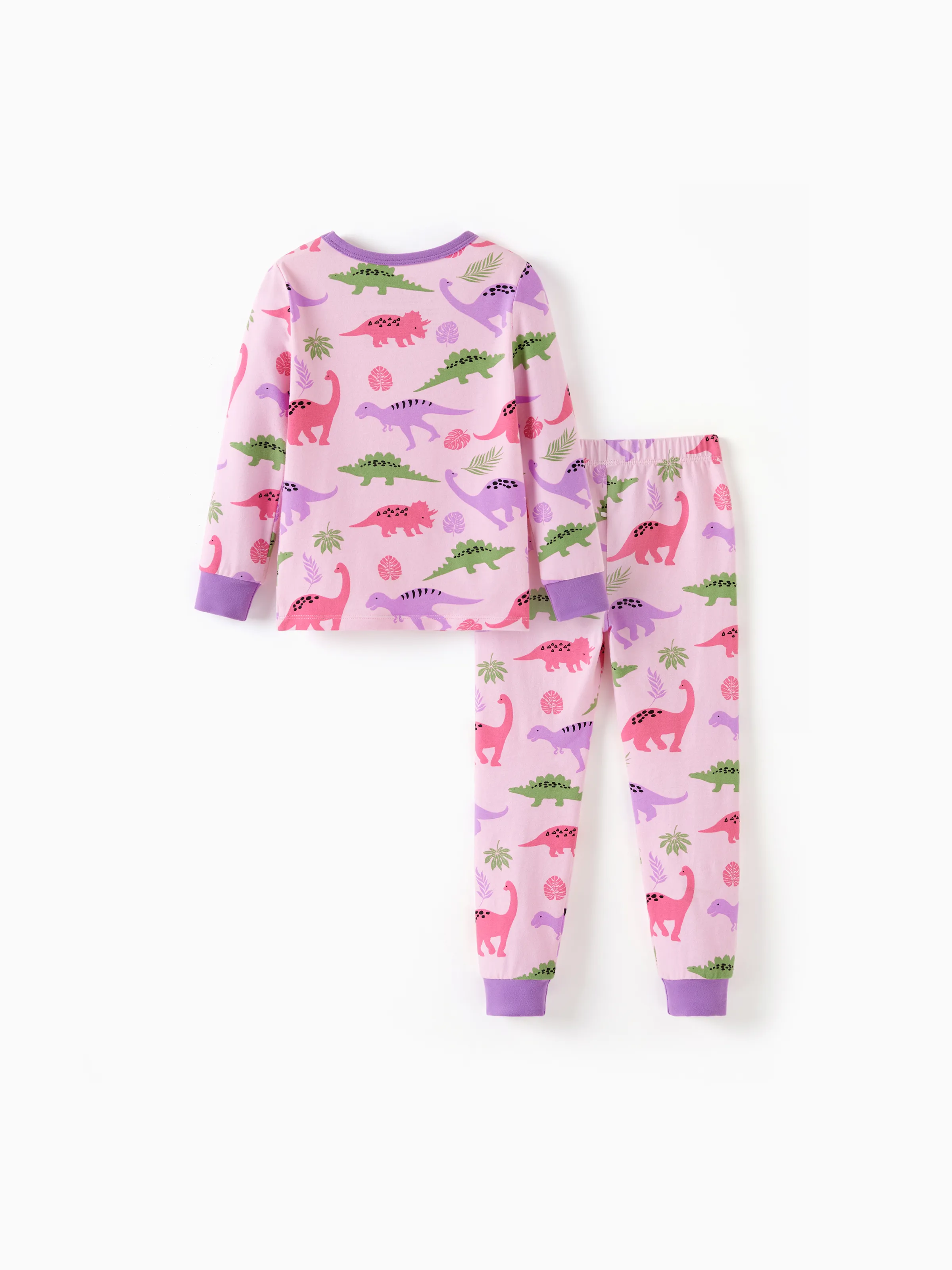 Toddler / Kids 2-piece Organic Cotton Pajamas with Childlike Print Snug fit Pjs for Girls / Boys Pink - Image 7