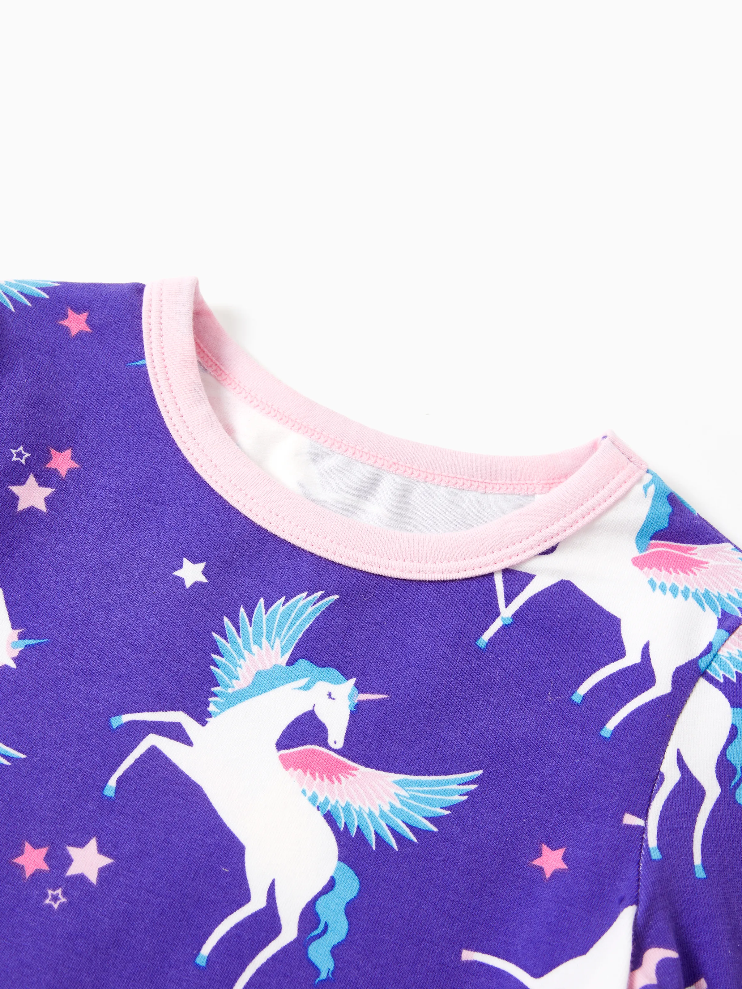 Toddler / Kids 2-piece Organic Cotton Pajamas with Childlike Print Snug fit Pjs for Girls / Boys Purple - Image 2