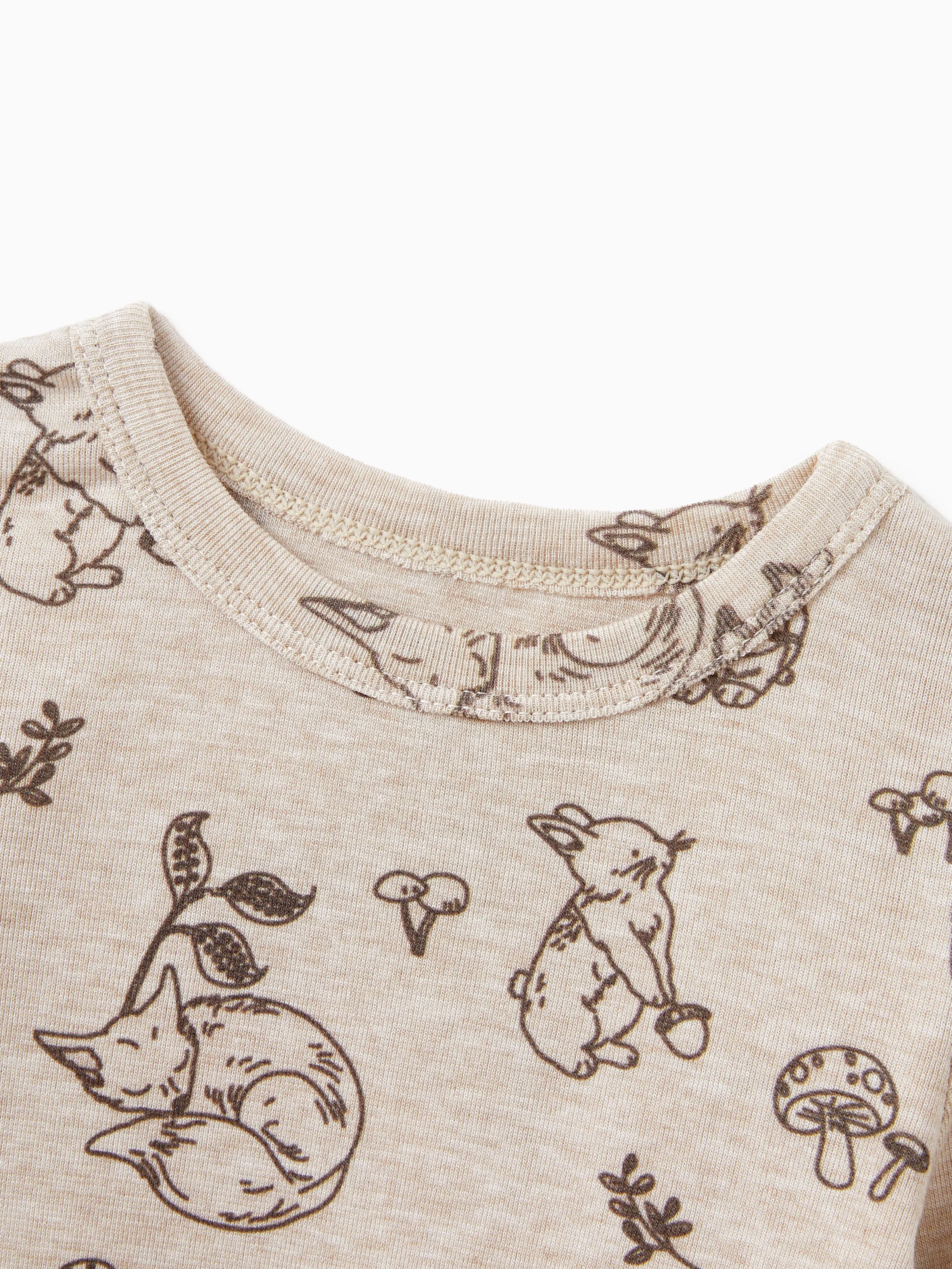 Toddler / Kids 2-piece Pajamas With Animal Print ( Snug-Fitting ) Apricot - Image 2
