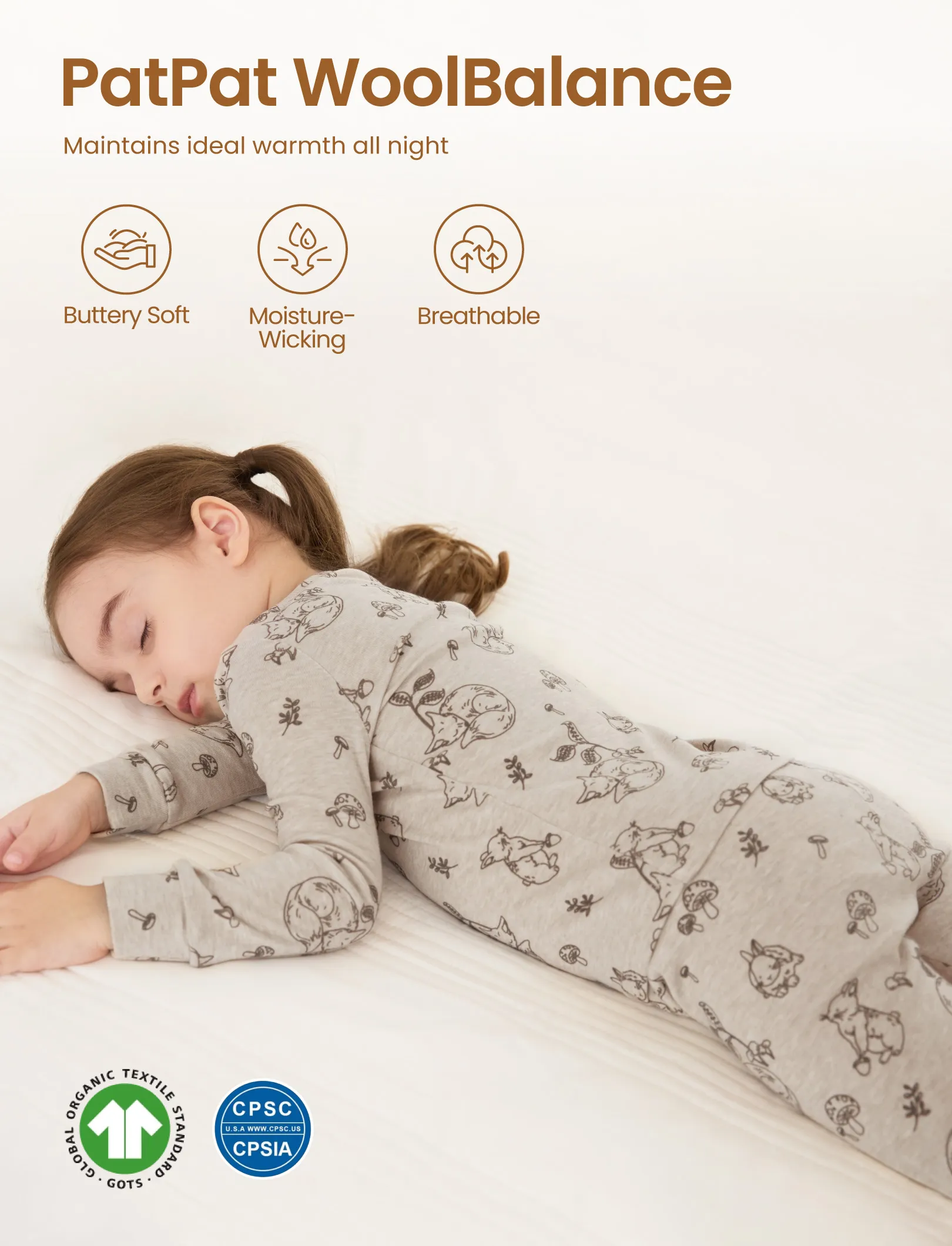 Toddler / Kids 2-piece Pajamas With Animal Print ( Snug-Fitting ) Apricot - Image 3
