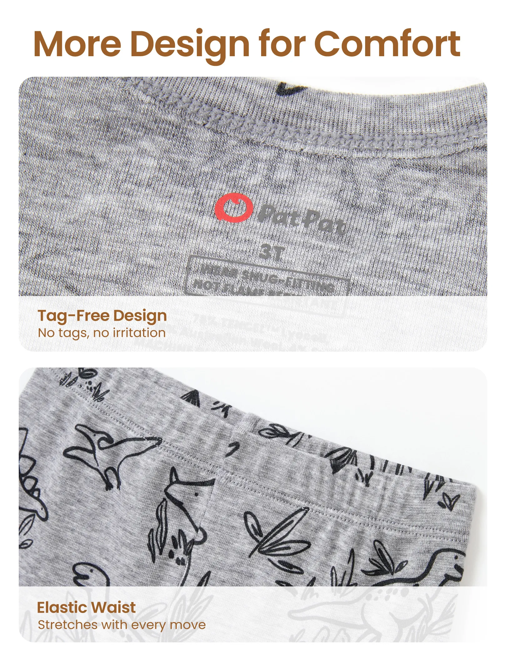 Toddler / Kids 2-piece Pajamas With Animal Print ( Snug-Fitting ) Grey - Image 7