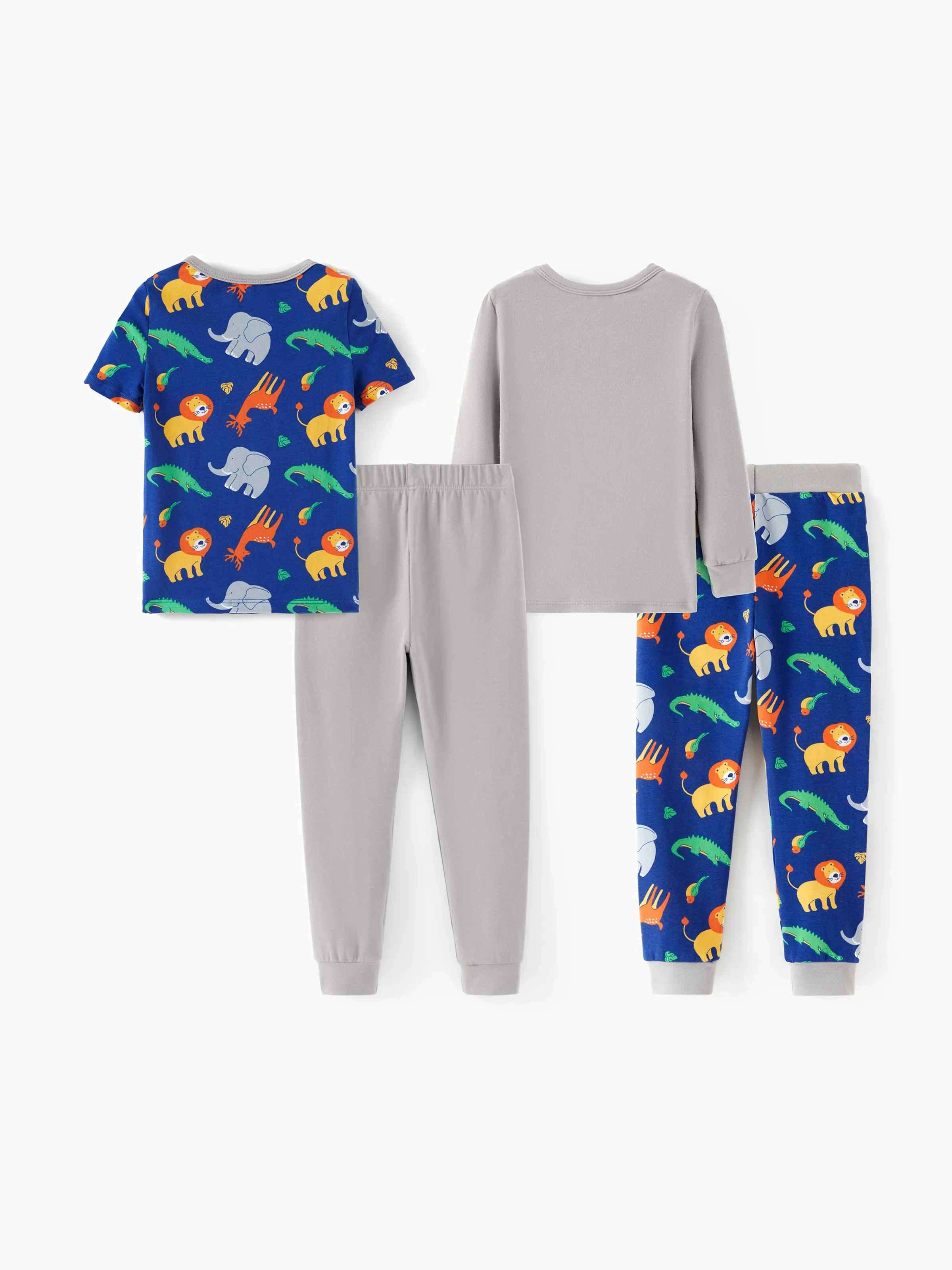 Toddler / Kids 4-piece Organic Cotton Pajamas 4-in 1 PJ Snug fit Pjs for Girls / Boys Grey - Image 3