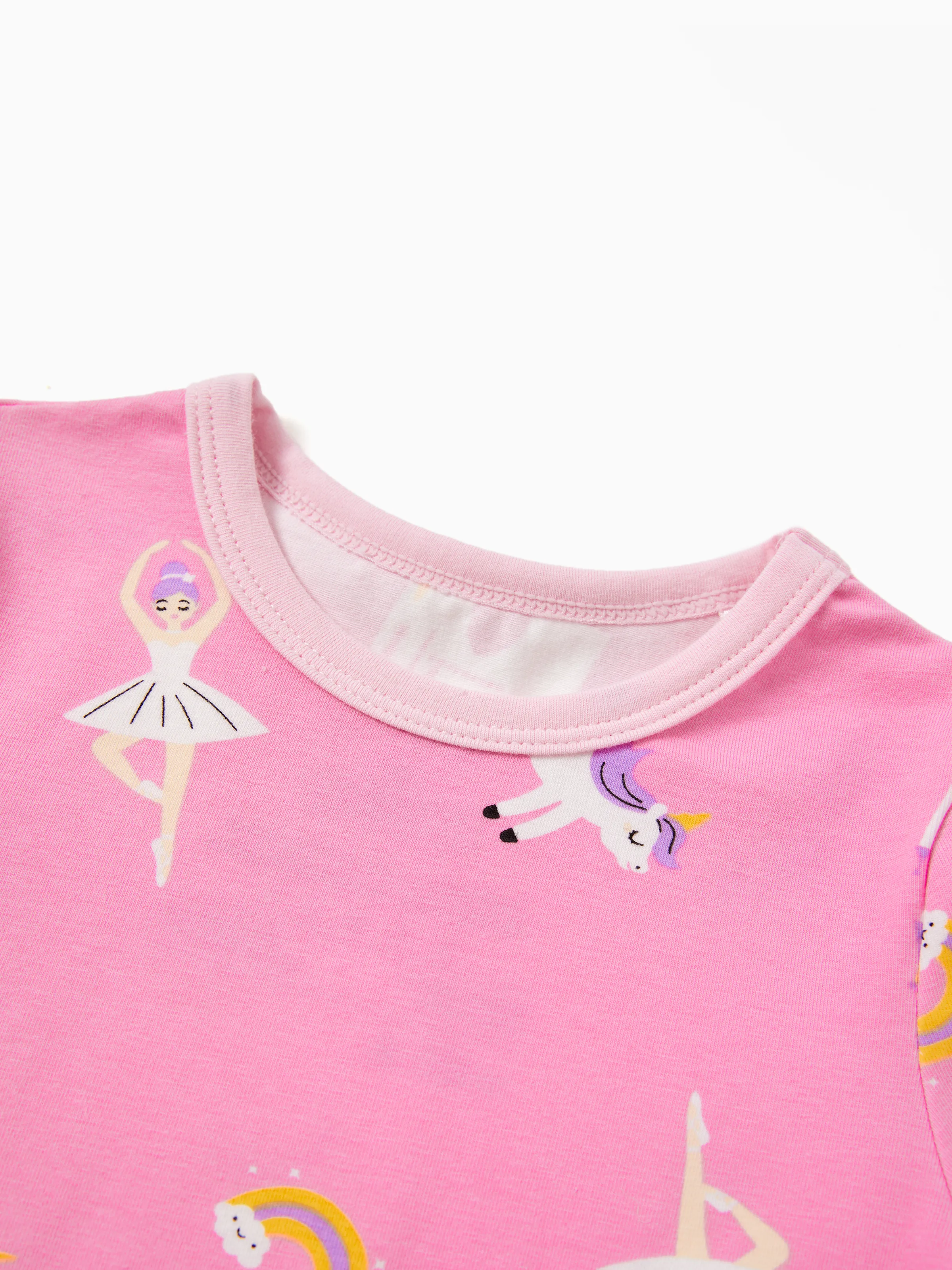 Toddler / Kids 4-piece Organic Cotton Pajamas 4-in 1 Snug fit PaJama Set for Girls Pink - Image 2