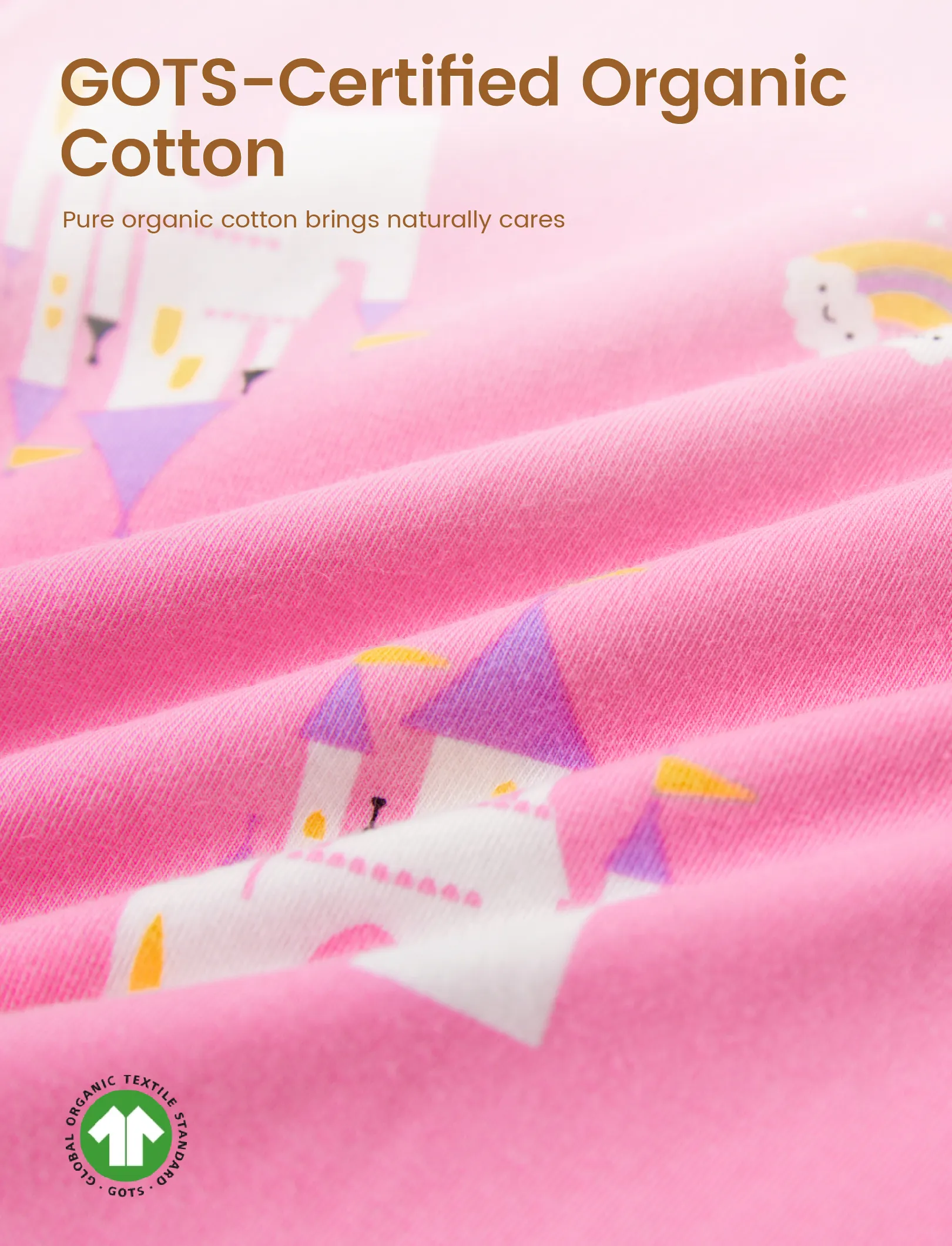 Toddler / Kids 4-piece Organic Cotton Pajamas 4-in 1 Snug fit PaJama Set for Girls Pink - Image 6