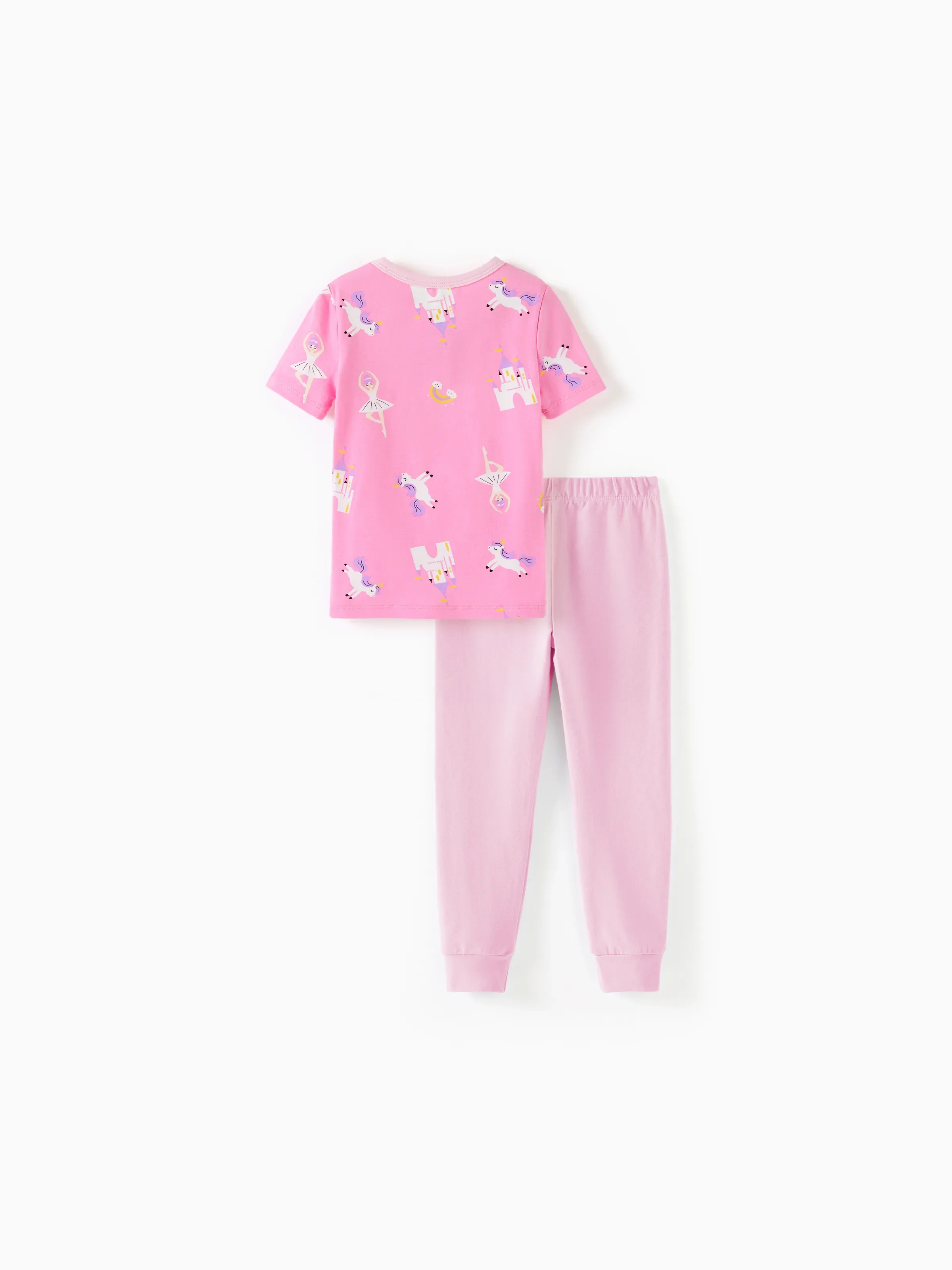 Toddler / Kids 4-piece Organic Cotton Pajamas 4-in 1 Snug fit PaJama Set for Girls Pink - Image 8
