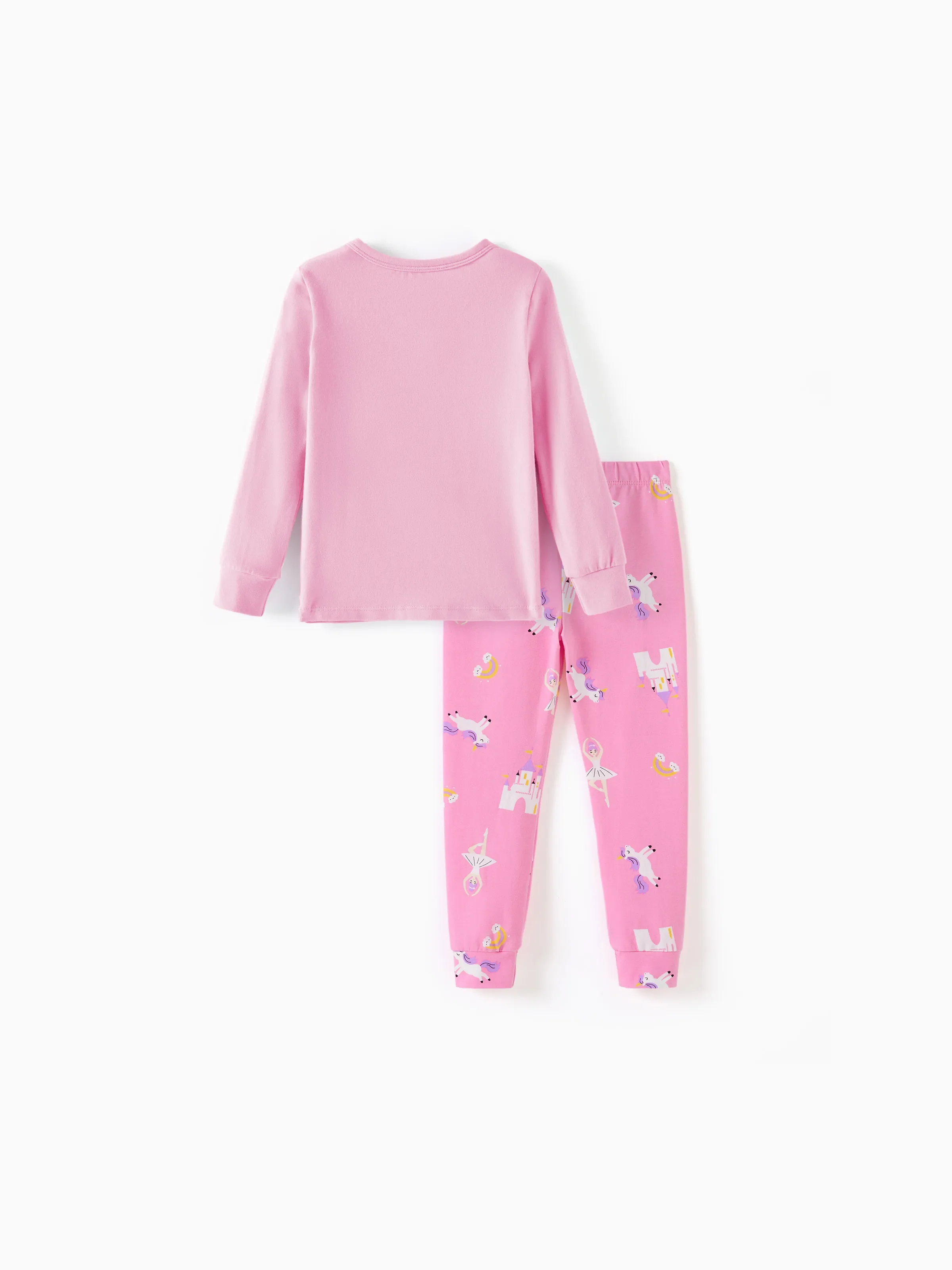 Toddler / Kids 4-piece Organic Cotton Pajamas 4-in 1 Snug fit PaJama Set for Girls Pink - Image 9