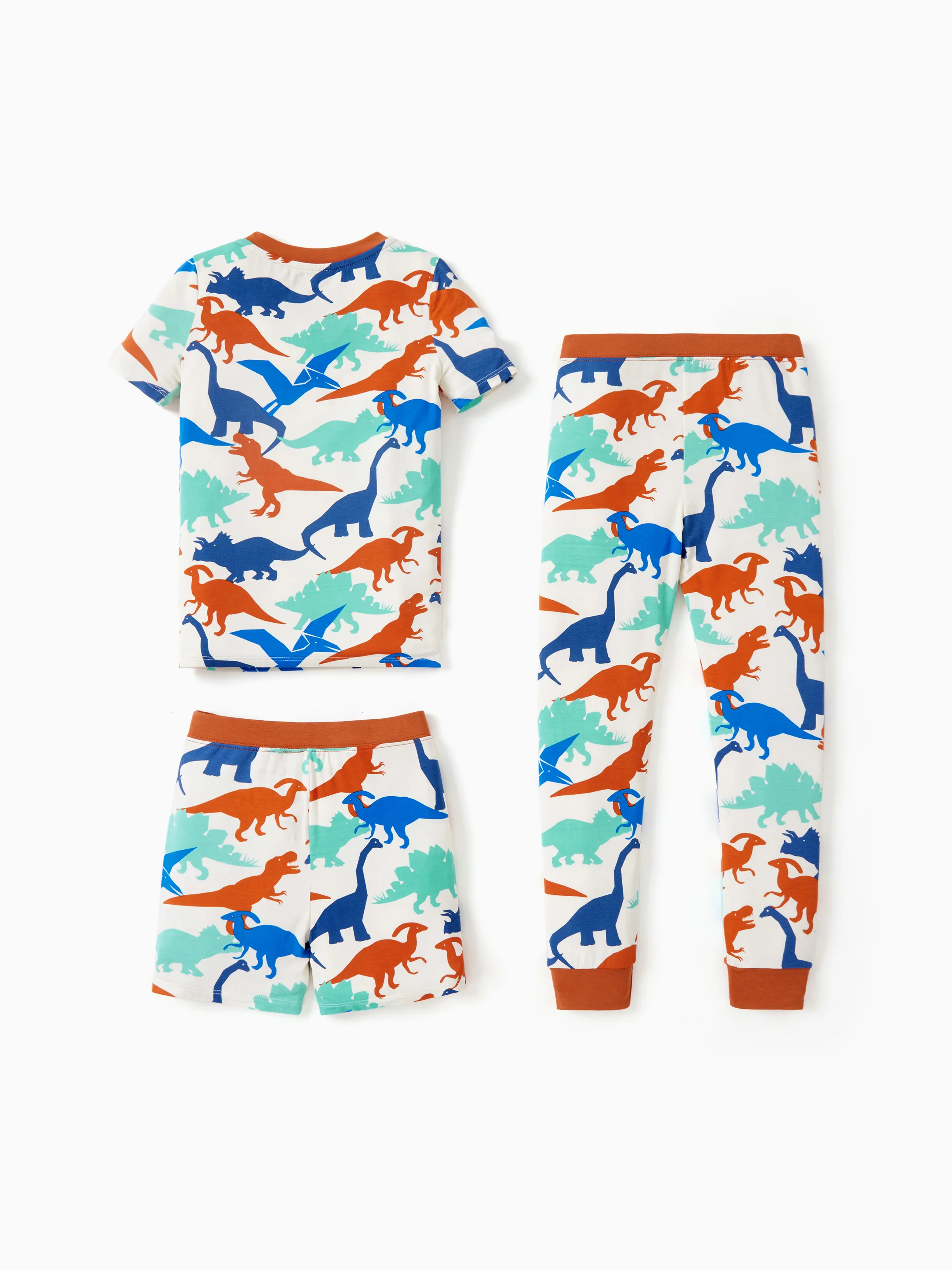Toddler / Kids Christmas / Halloween PJS for Boys 3-Piece Bamboo Pajama Set 2-in-1 Look for 4 Seasons (Snug-Fitting) Apricot - Image 8