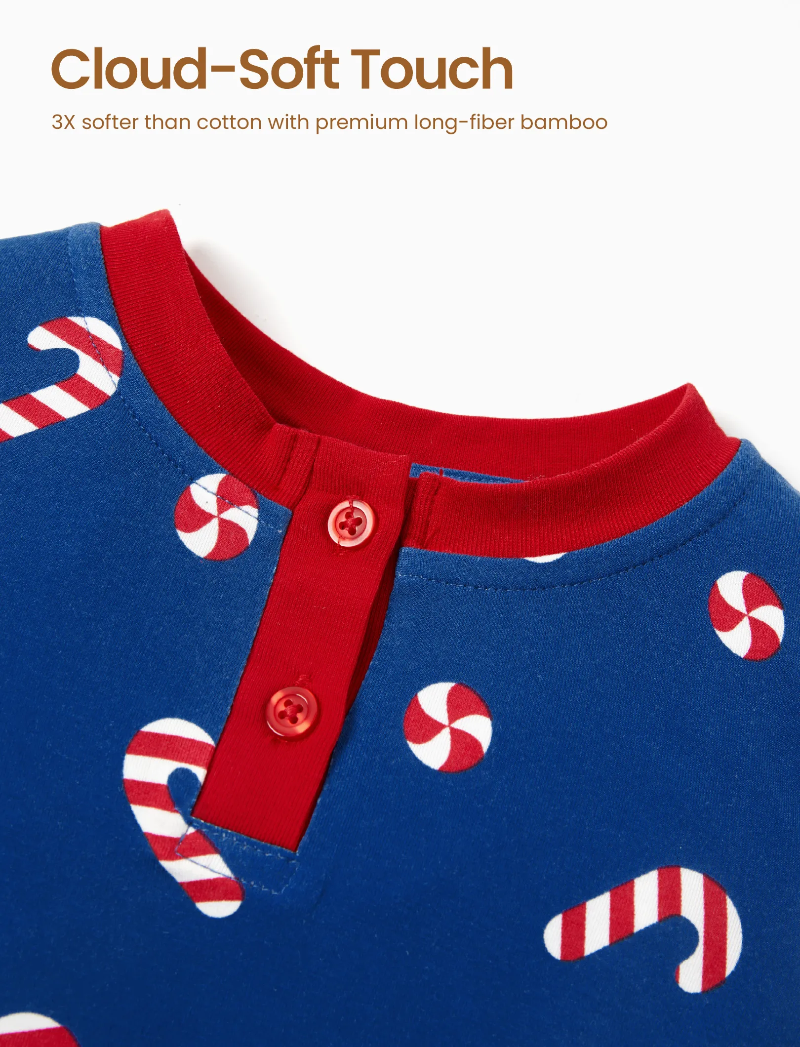 Toddler / Kids Christmas / Halloween PJS for Boys 3-Piece Bamboo Pajama Set 2-in-1 Look for 4 Seasons (Snug-Fitting) Deep Blue - Image 2