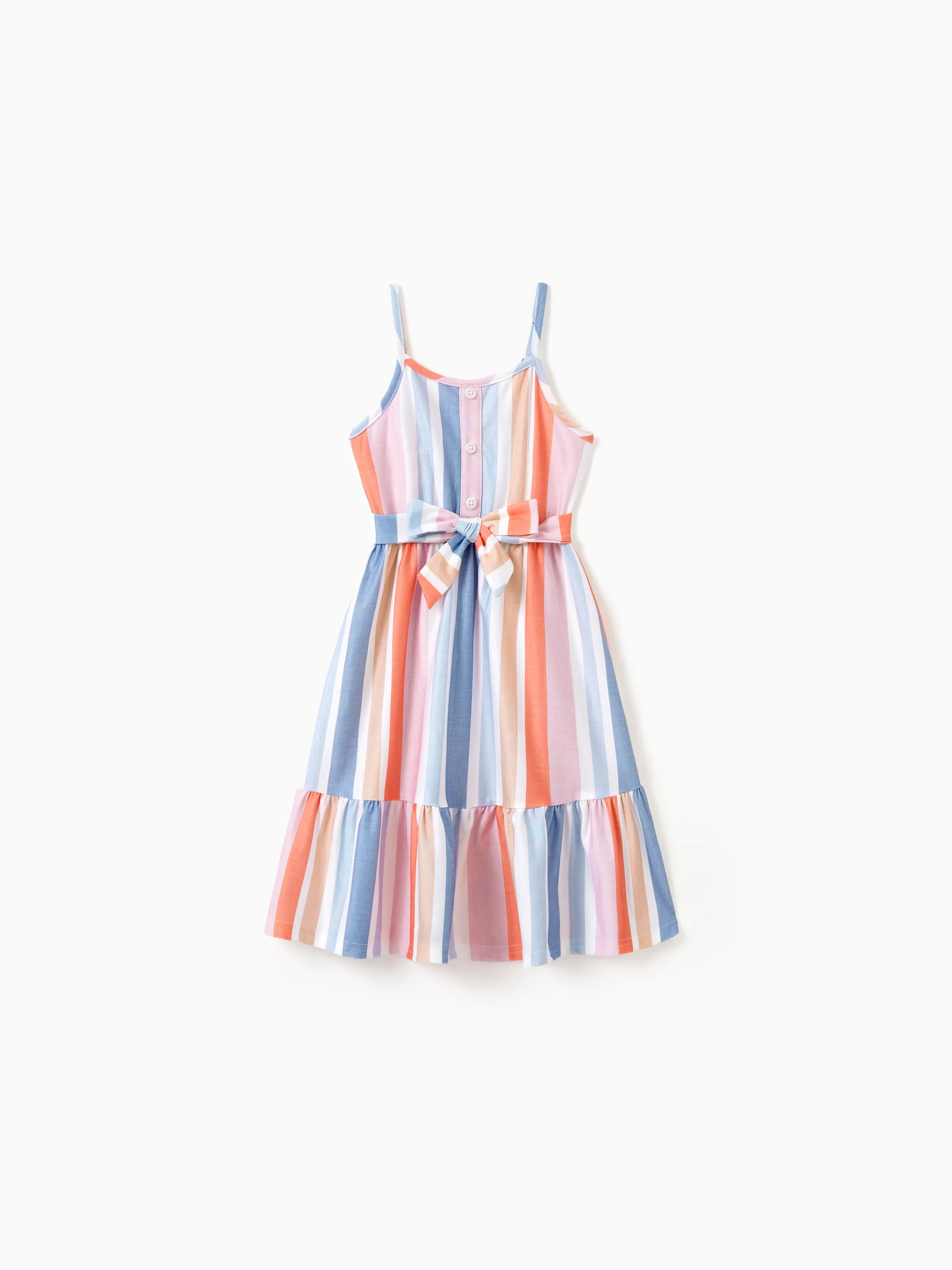Toddler/Kid Girl Colorful Stripe Camisole Belt Dress Multi-color - Image 3