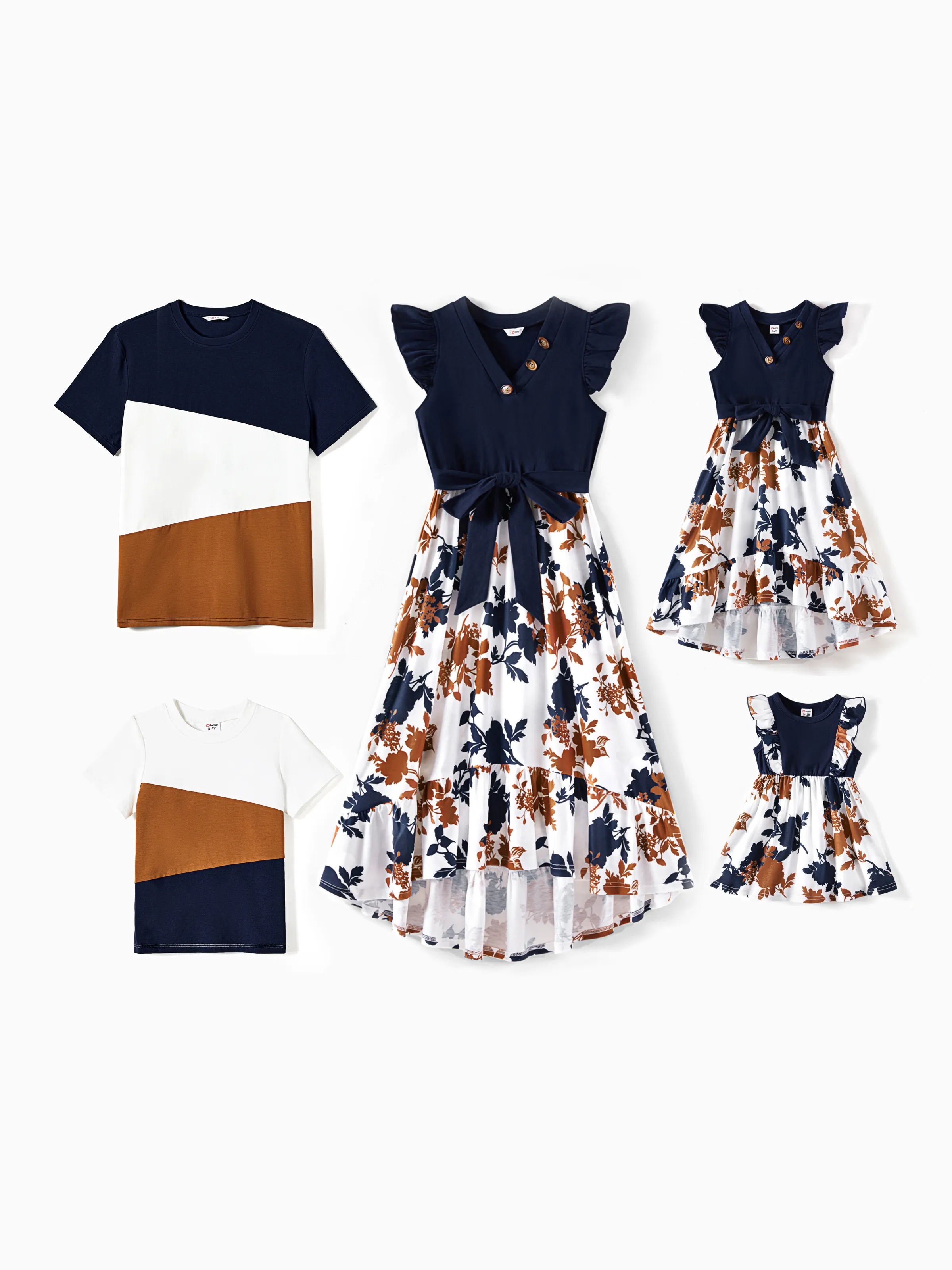 Toddler/Kid Girl Floral Dress Fabric Stitching royalblue - Image 2
