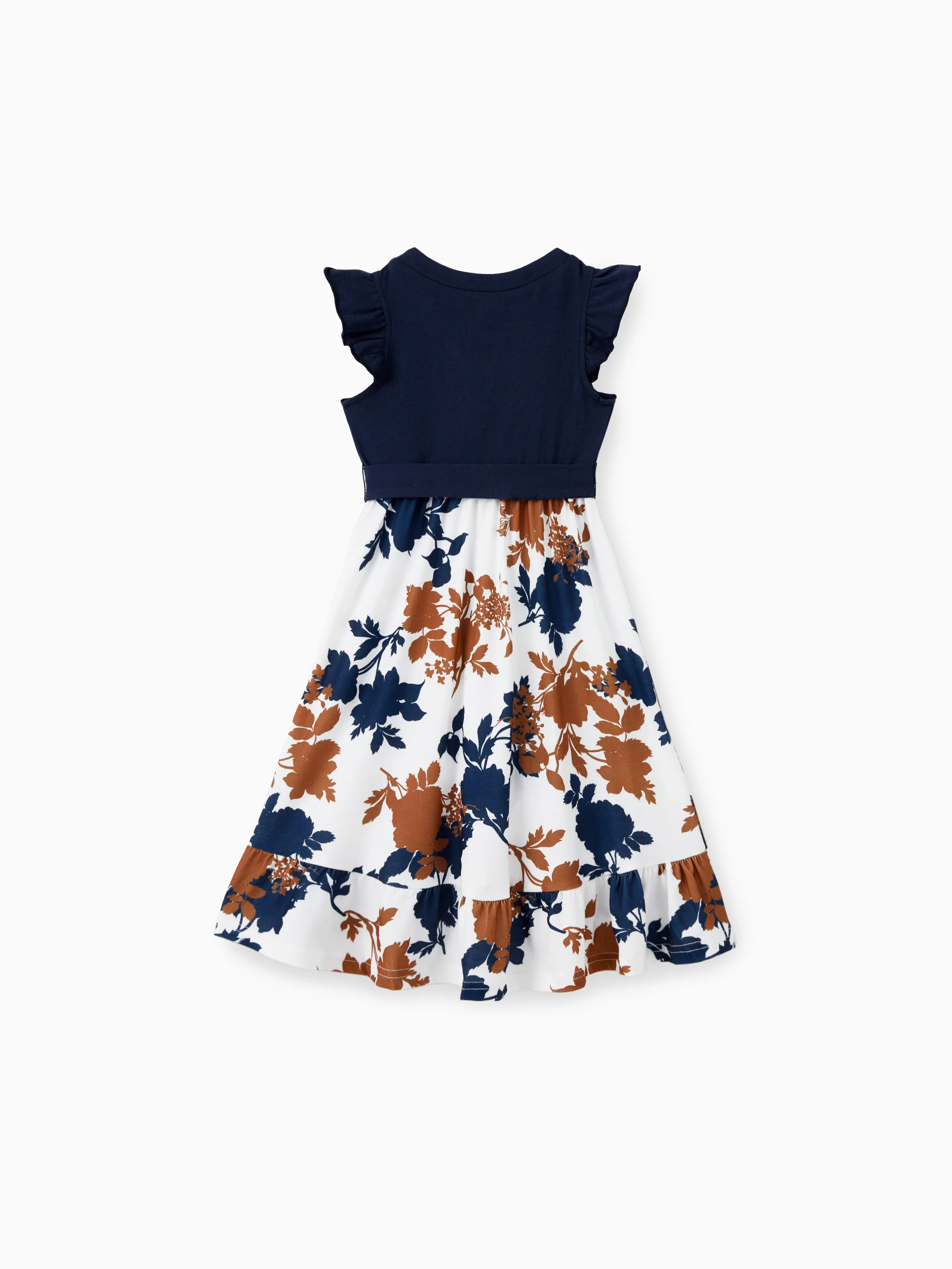 Toddler/Kid Girl Floral Dress Fabric Stitching royalblue - Image 4