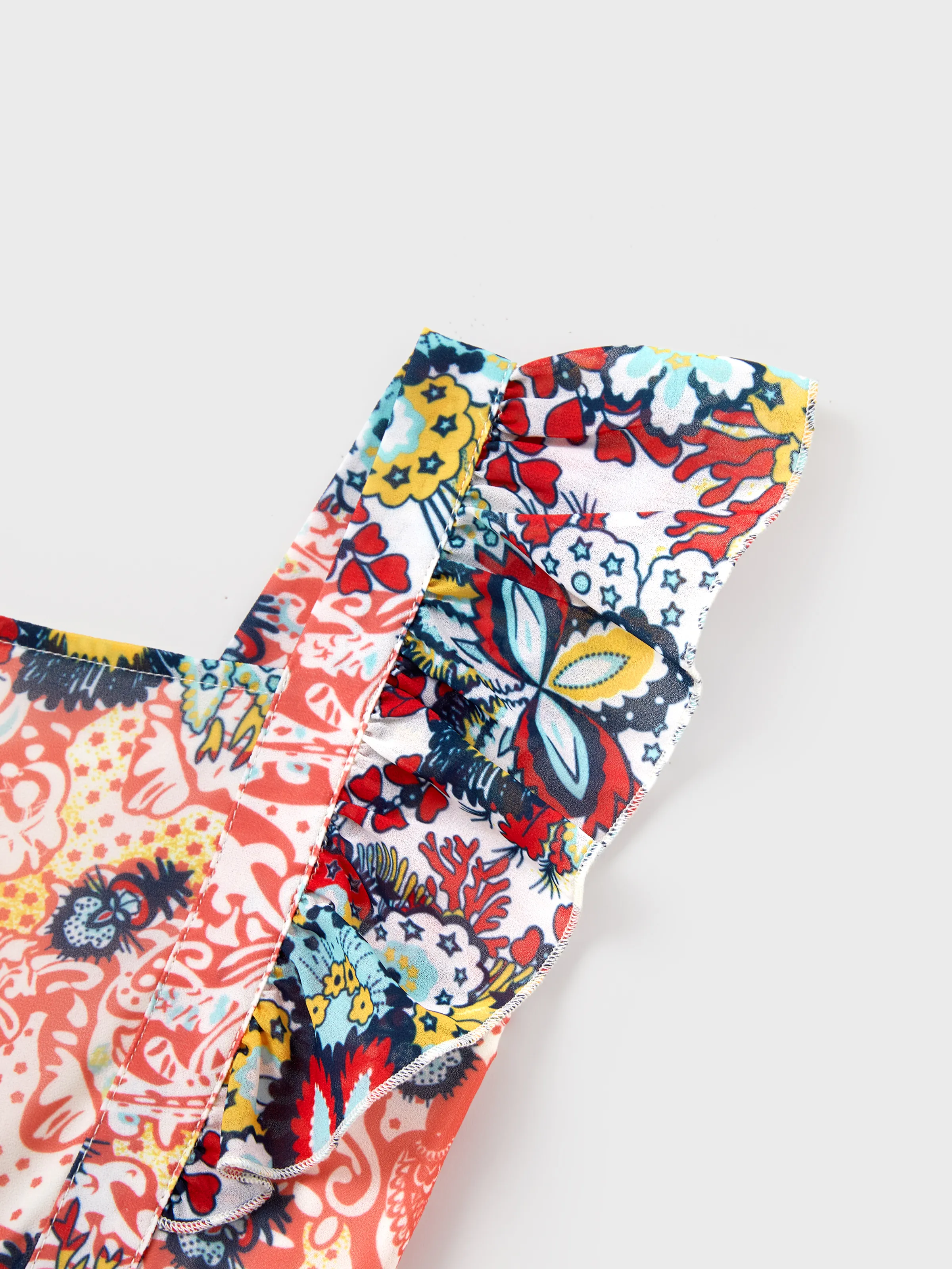 Toddler/Kid Girl Floral Print Flutter Sleeveless Dress Orange red - Image 5