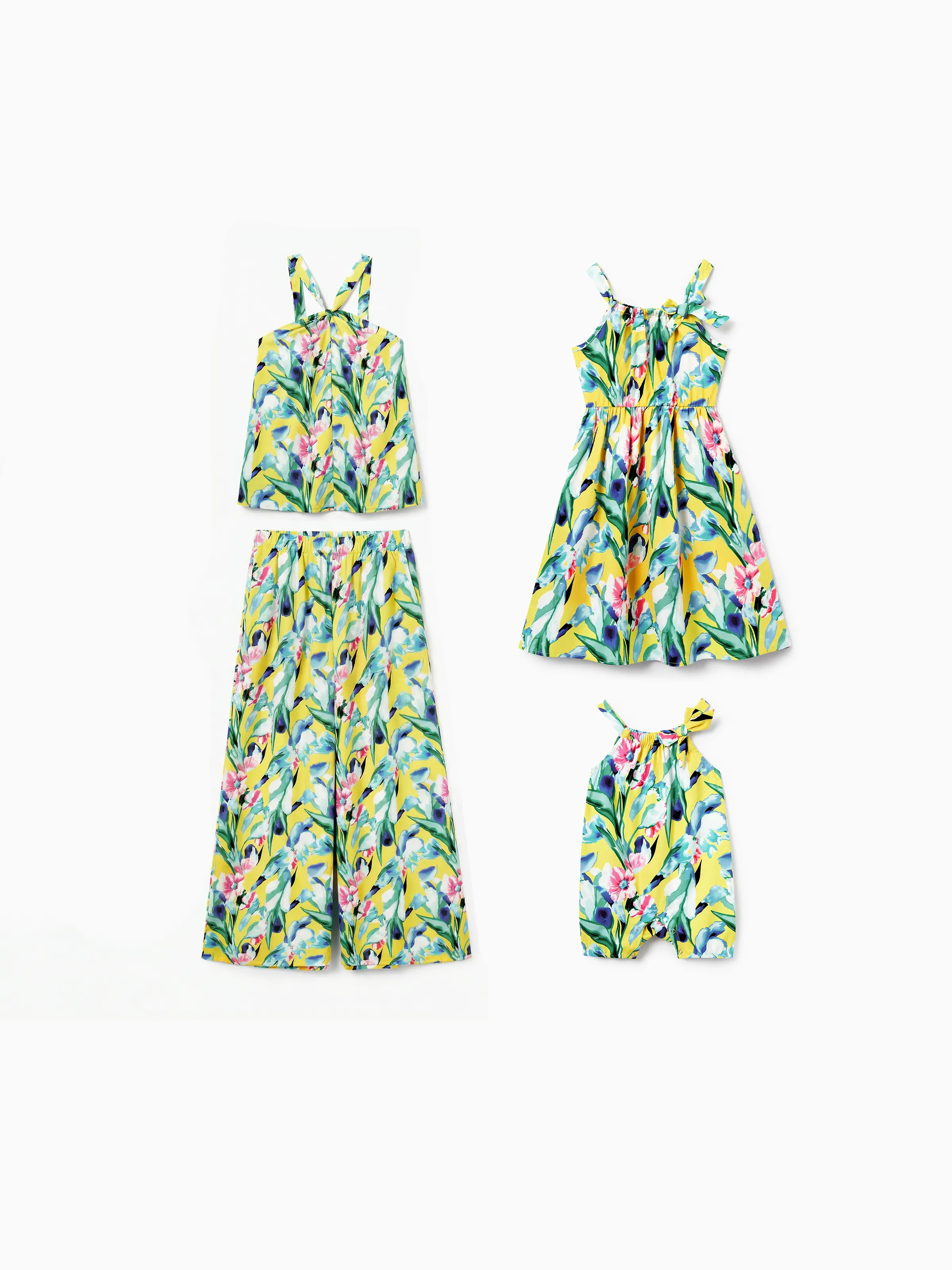 Toddler/Kid Girl Casual Outfits Floral Print  Strappy Dress Yellow - Image 5