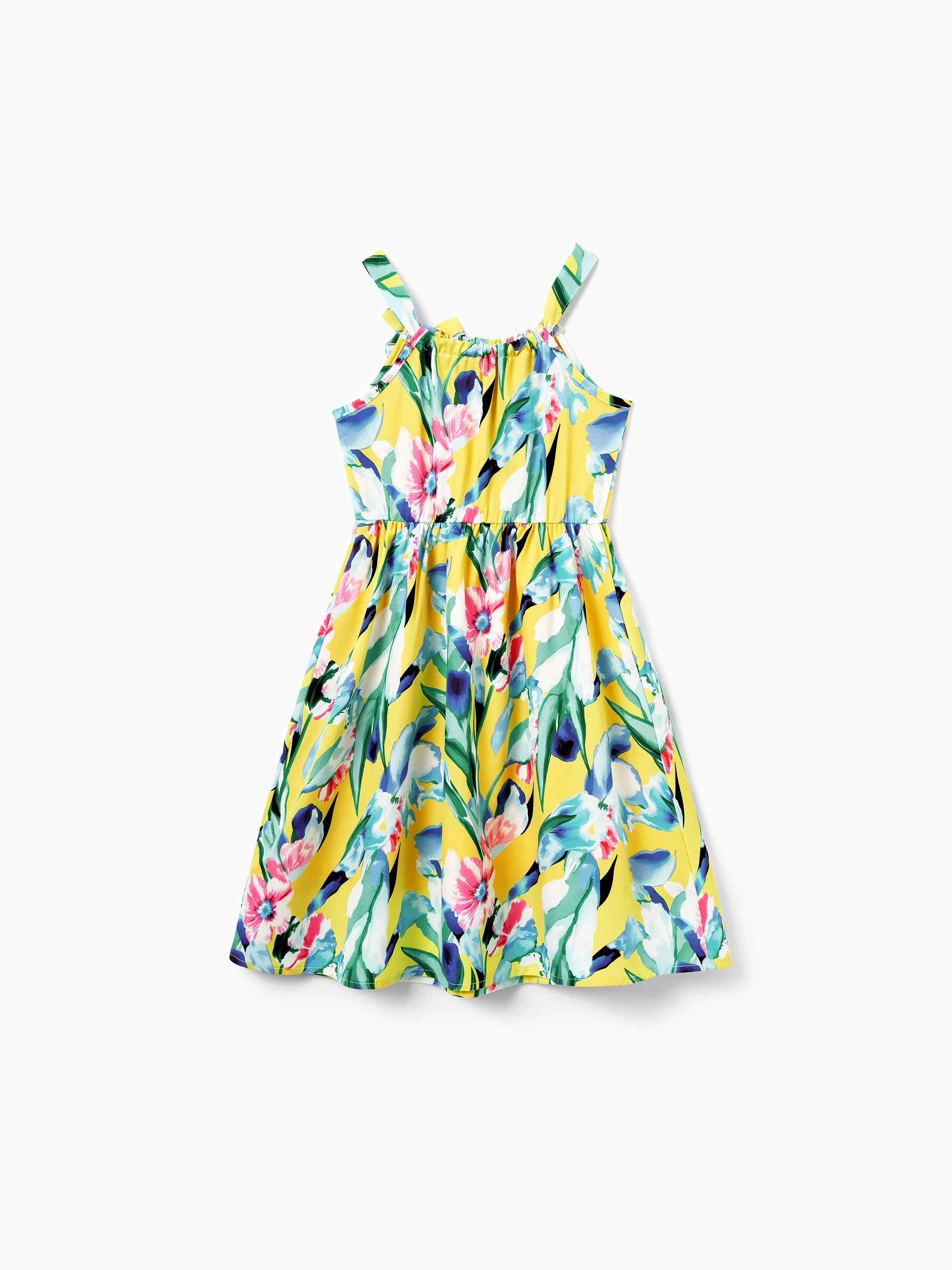 Toddler/Kid Girl Casual Outfits Floral Print  Strappy Dress Yellow - Image 6