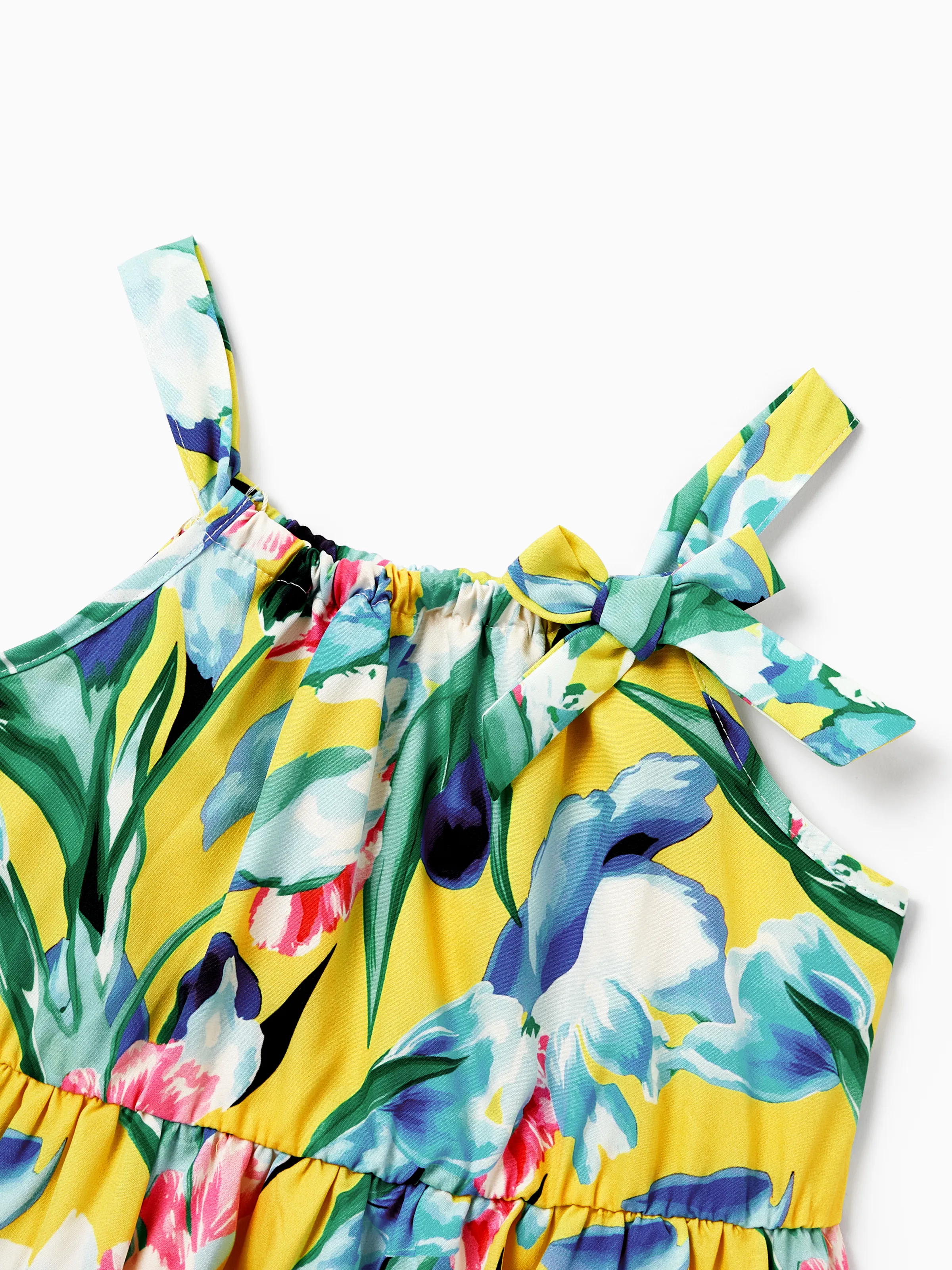 Toddler/Kid Girl Casual Outfits Floral Print  Strappy Dress Yellow - Image 7