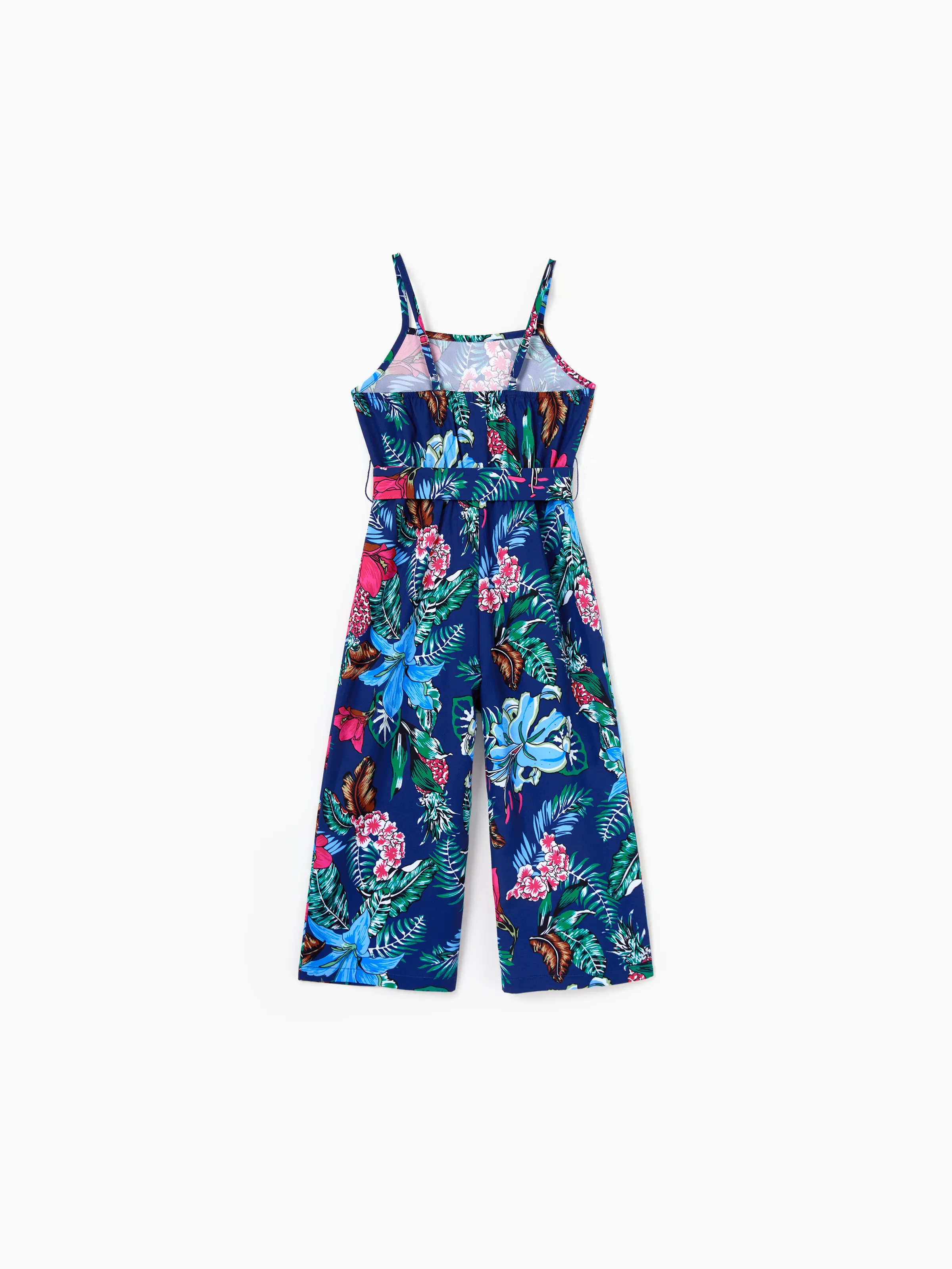 Toddler/Kid Girl Floral Print Sleeveless Cami Jumpsuit Deep Blue - Image 3
