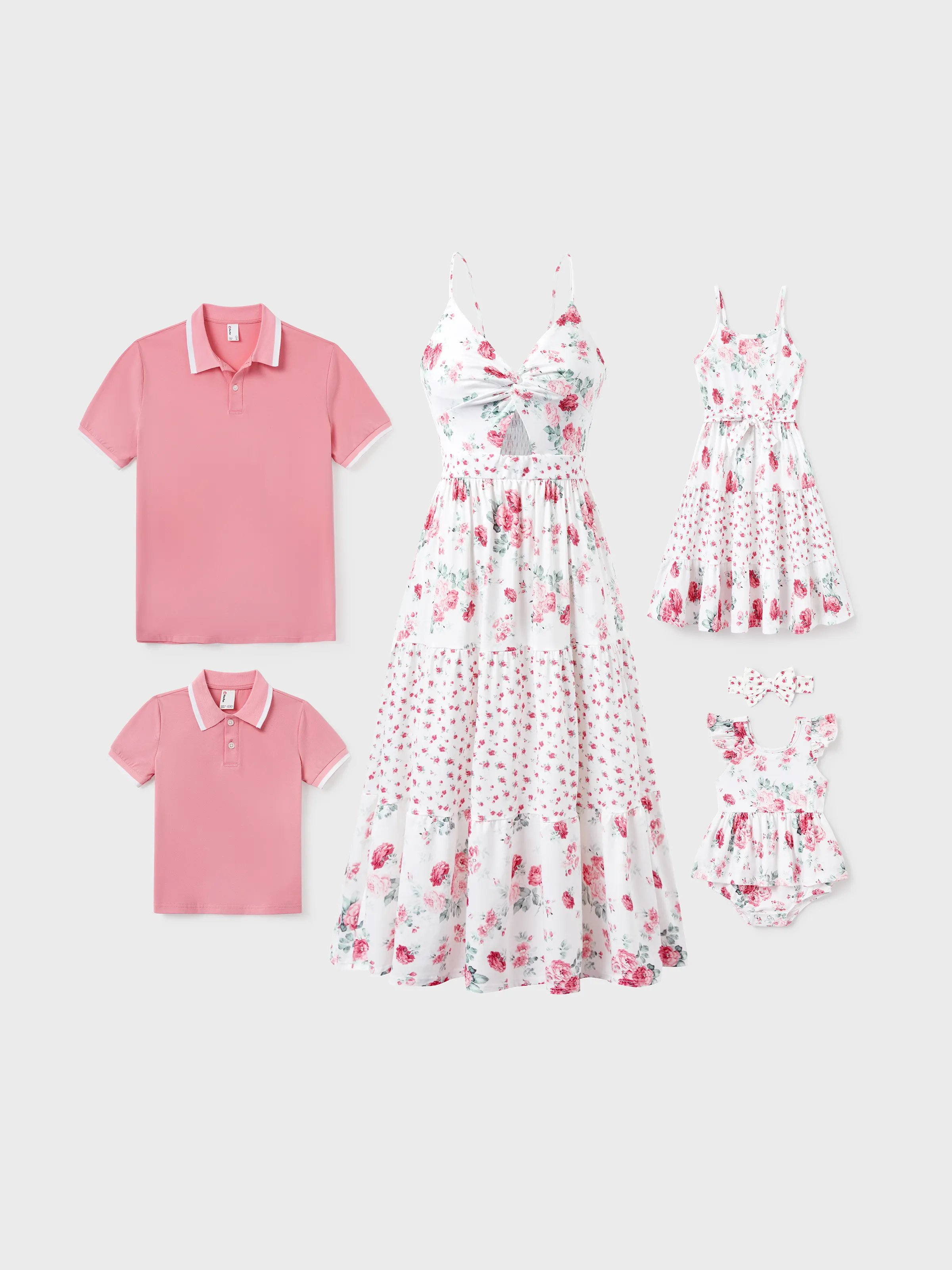 Toddler/Kid Girl Flower Print Hollow out Knot Dress  Pink - Image 2