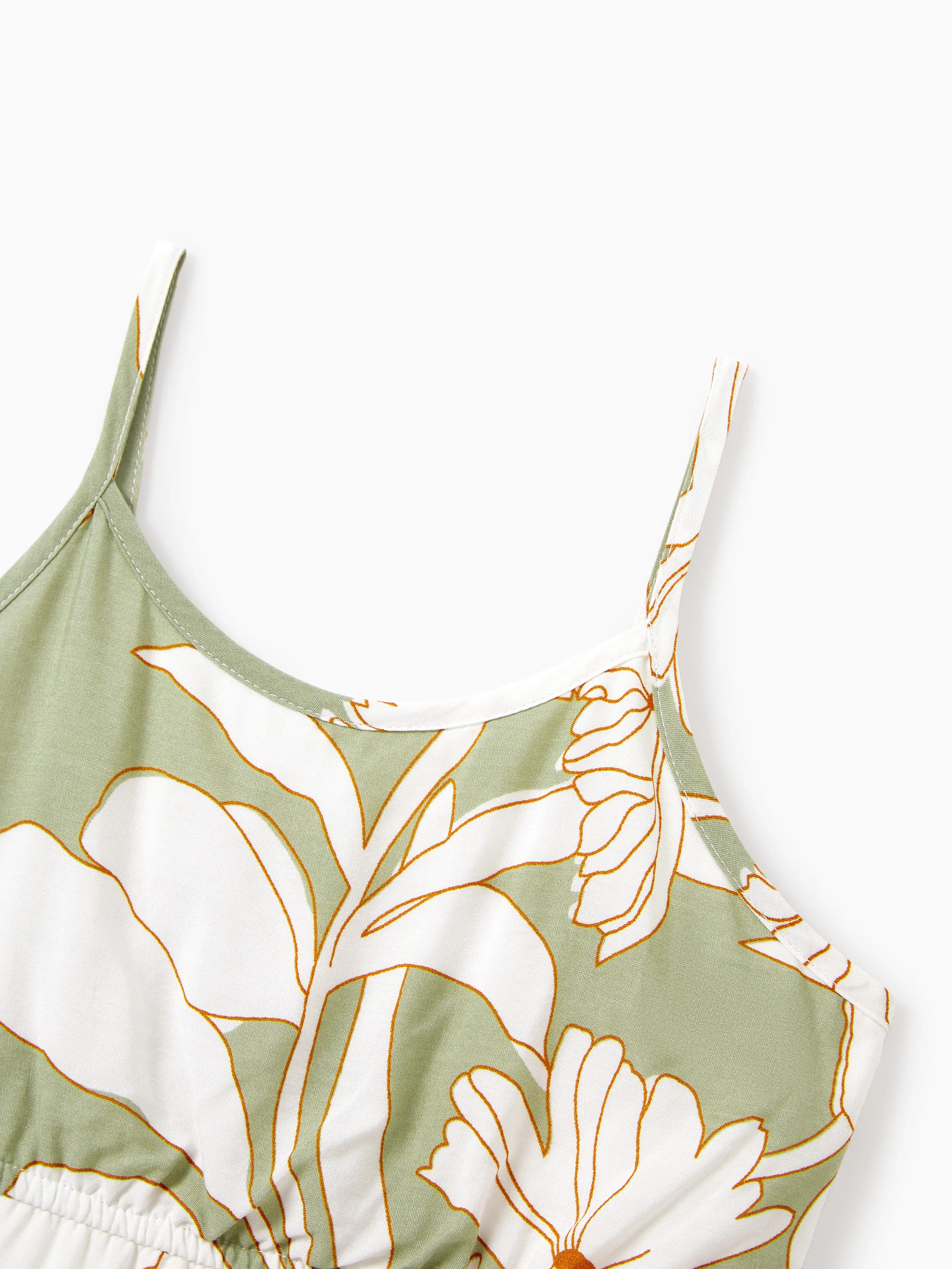 Toddler/Kid Girl Outfits Tropical Floral Print Strap Dress Pale Green - Image 6