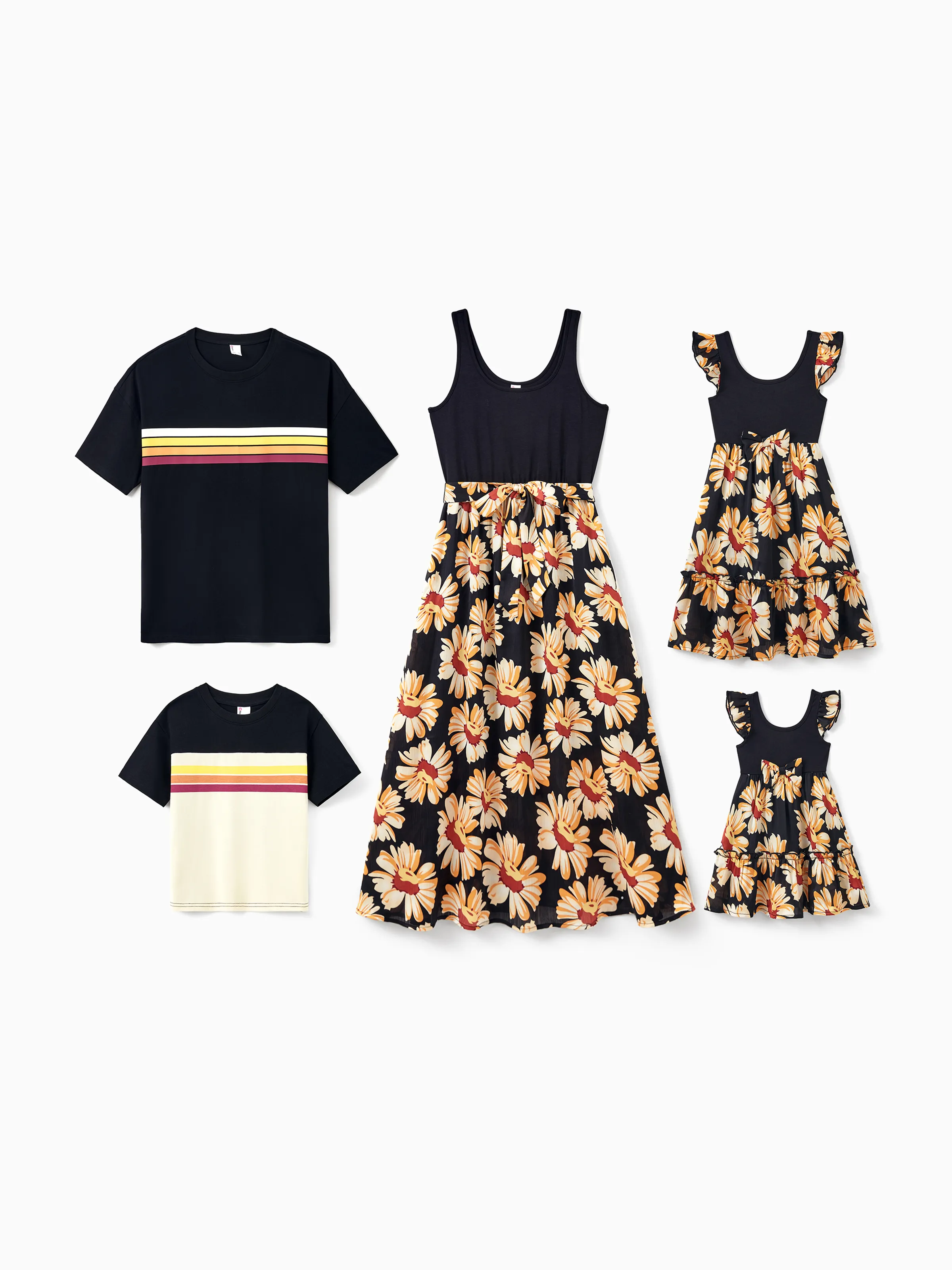 Toddler/Kid Girl Set Floral Sleeveless Strappy Dress Black - Image 4