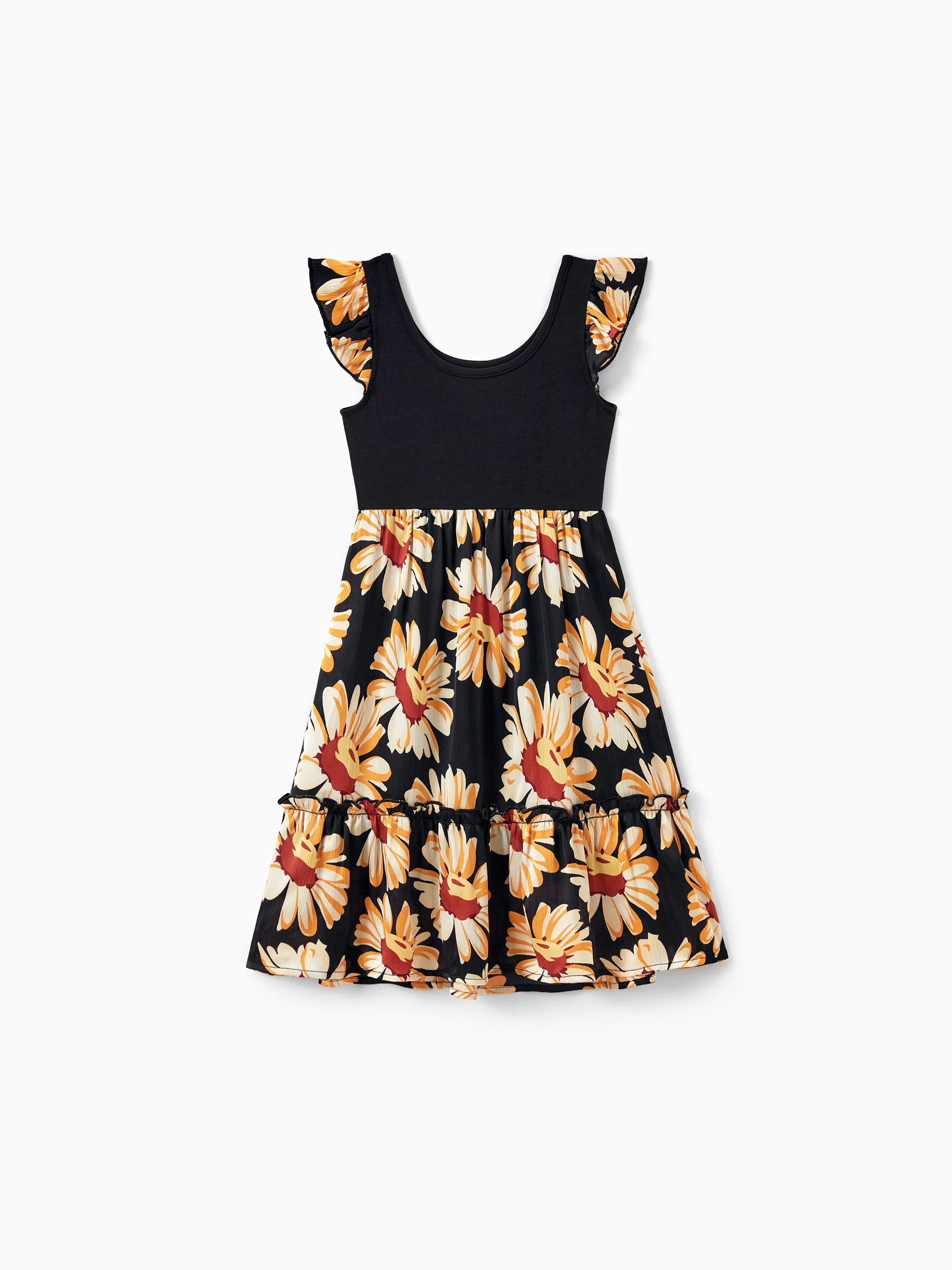 Toddler/Kid Girl Set Floral Sleeveless Strappy Dress Black - Image 5