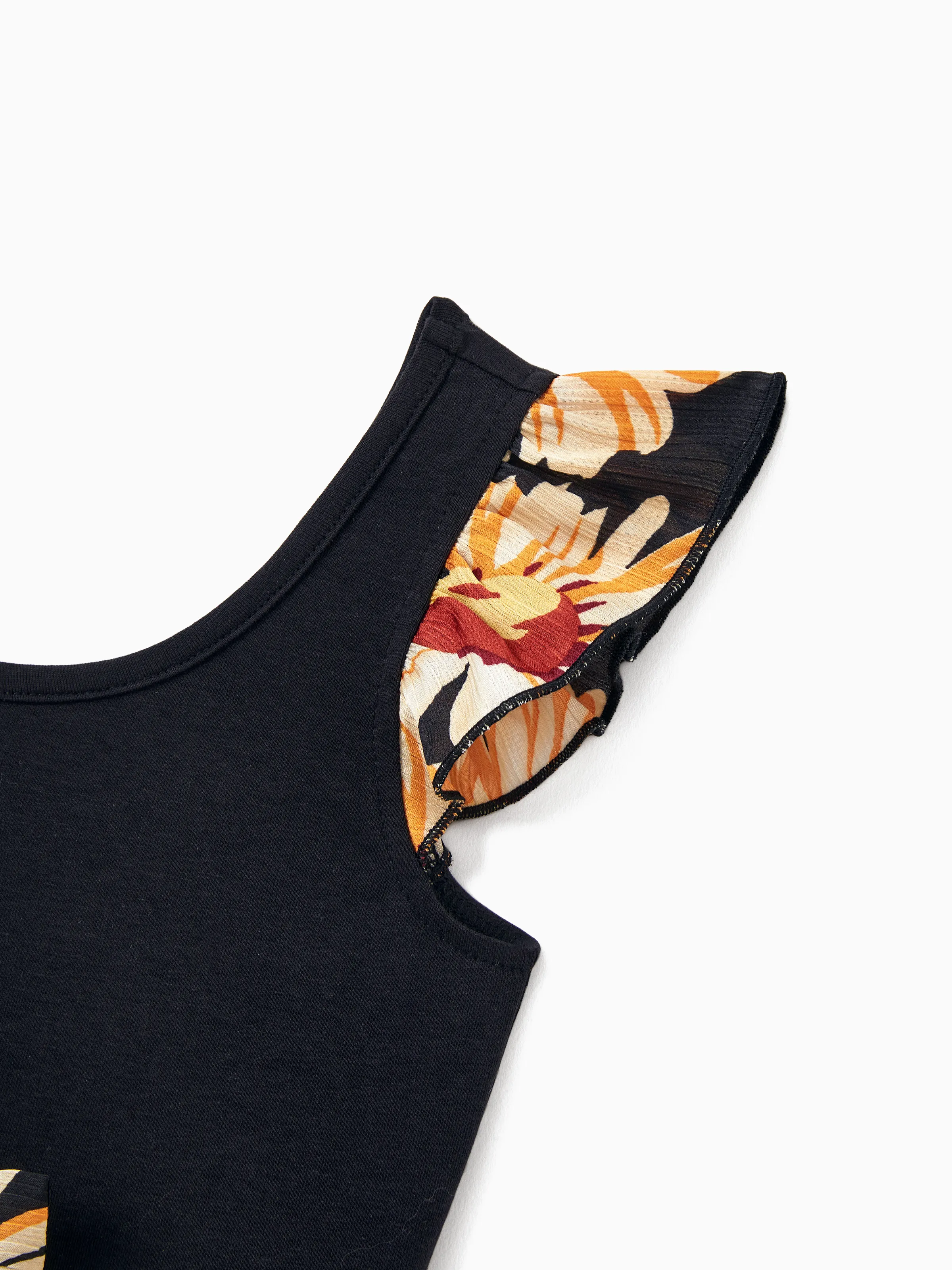Toddler/Kid Girl Set Floral Sleeveless Strappy Dress Black - Image 7