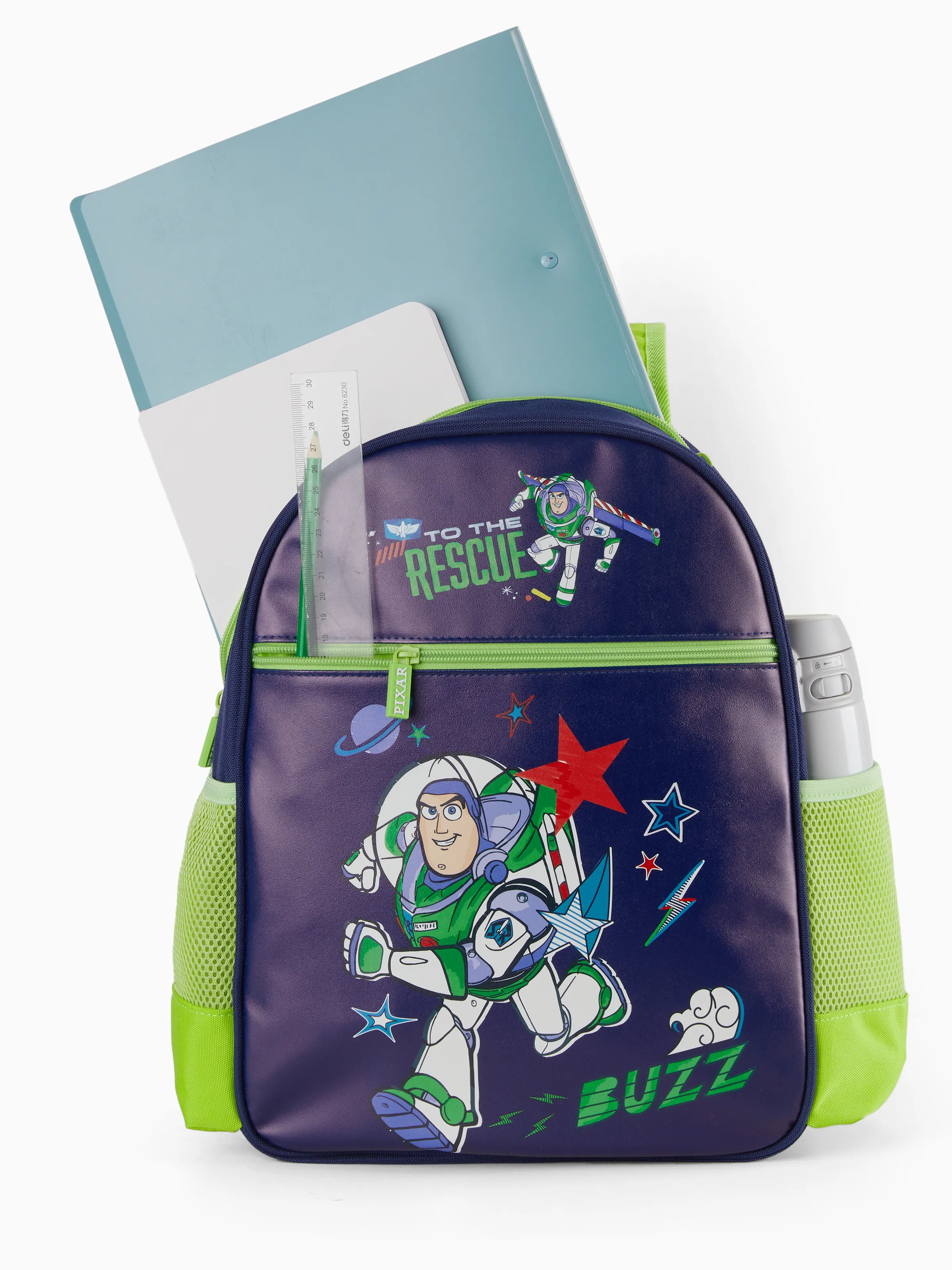 Toy Story Toddler Boy Buzz Lightyear Backpack with Chest Strap & Bottle Pockets Black - Image 9