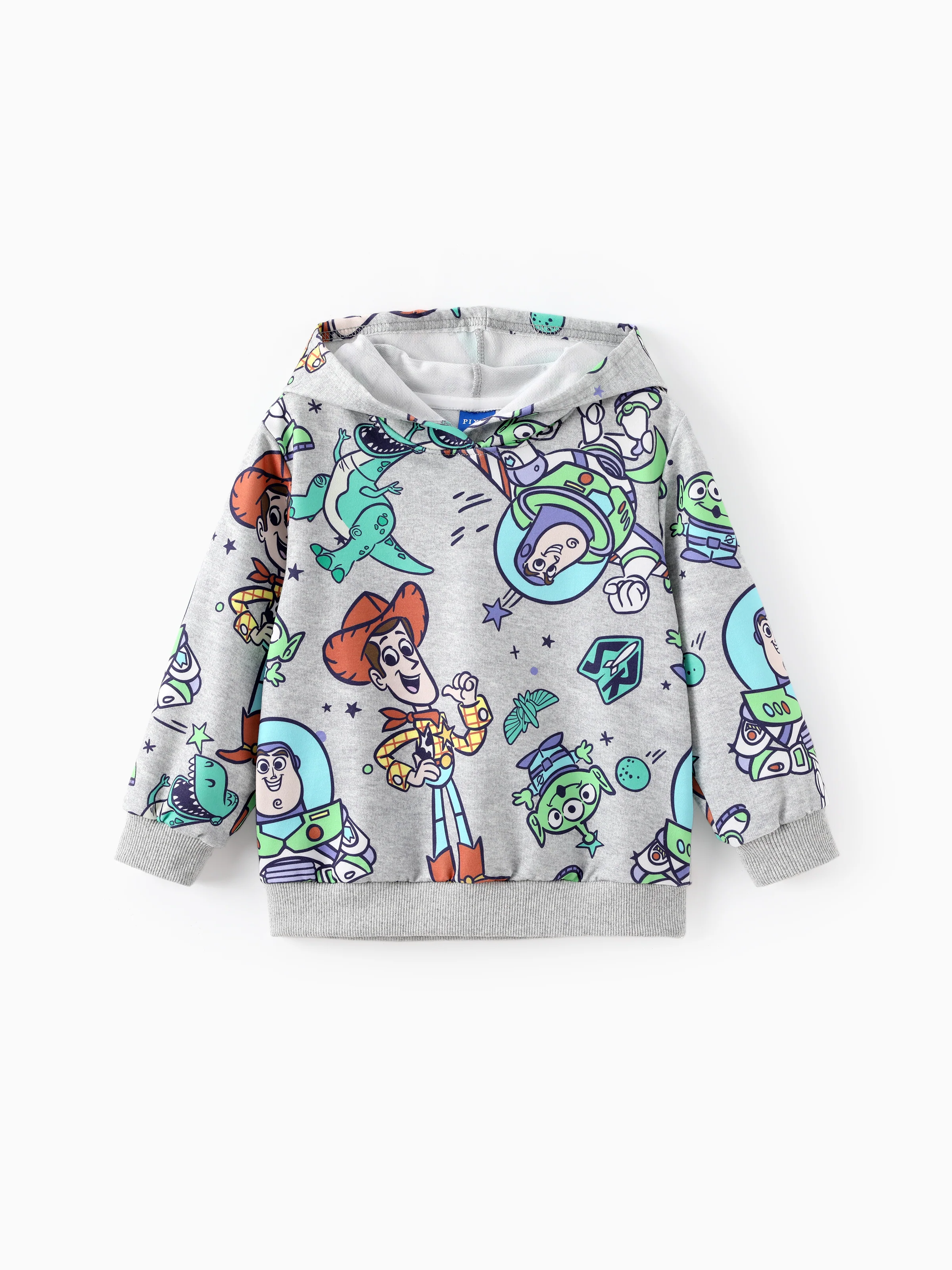 Toy Story Toddler Boy Buzz Lightyear/Woody 2pcs Ribbed Cuffs Hooded Sweatshirt and Sweatpants Set Grey - Image 3