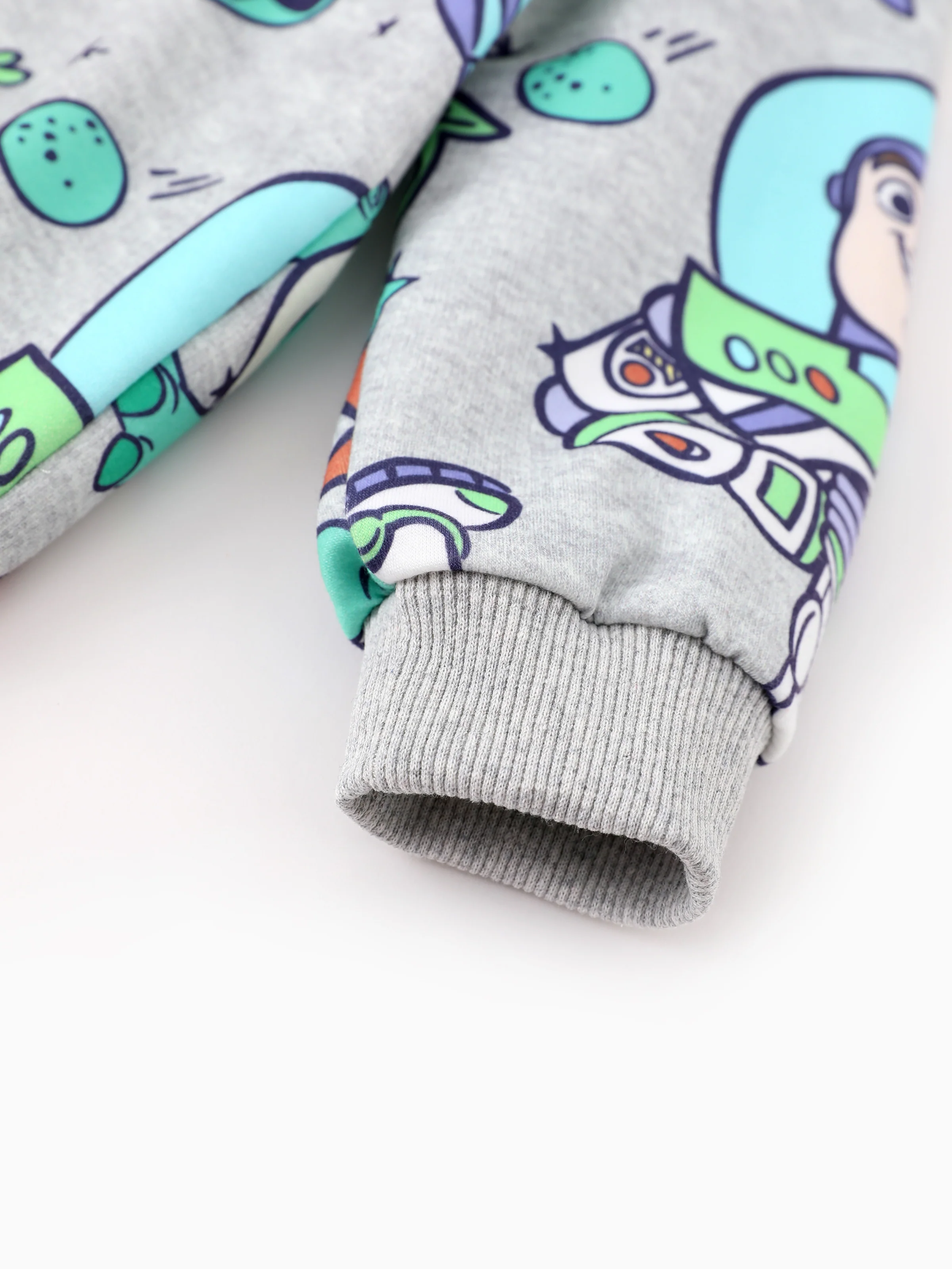 Toy Story Toddler Boy Buzz Lightyear/Woody 2pcs Ribbed Cuffs Hooded Sweatshirt and Sweatpants Set Grey - Image 6