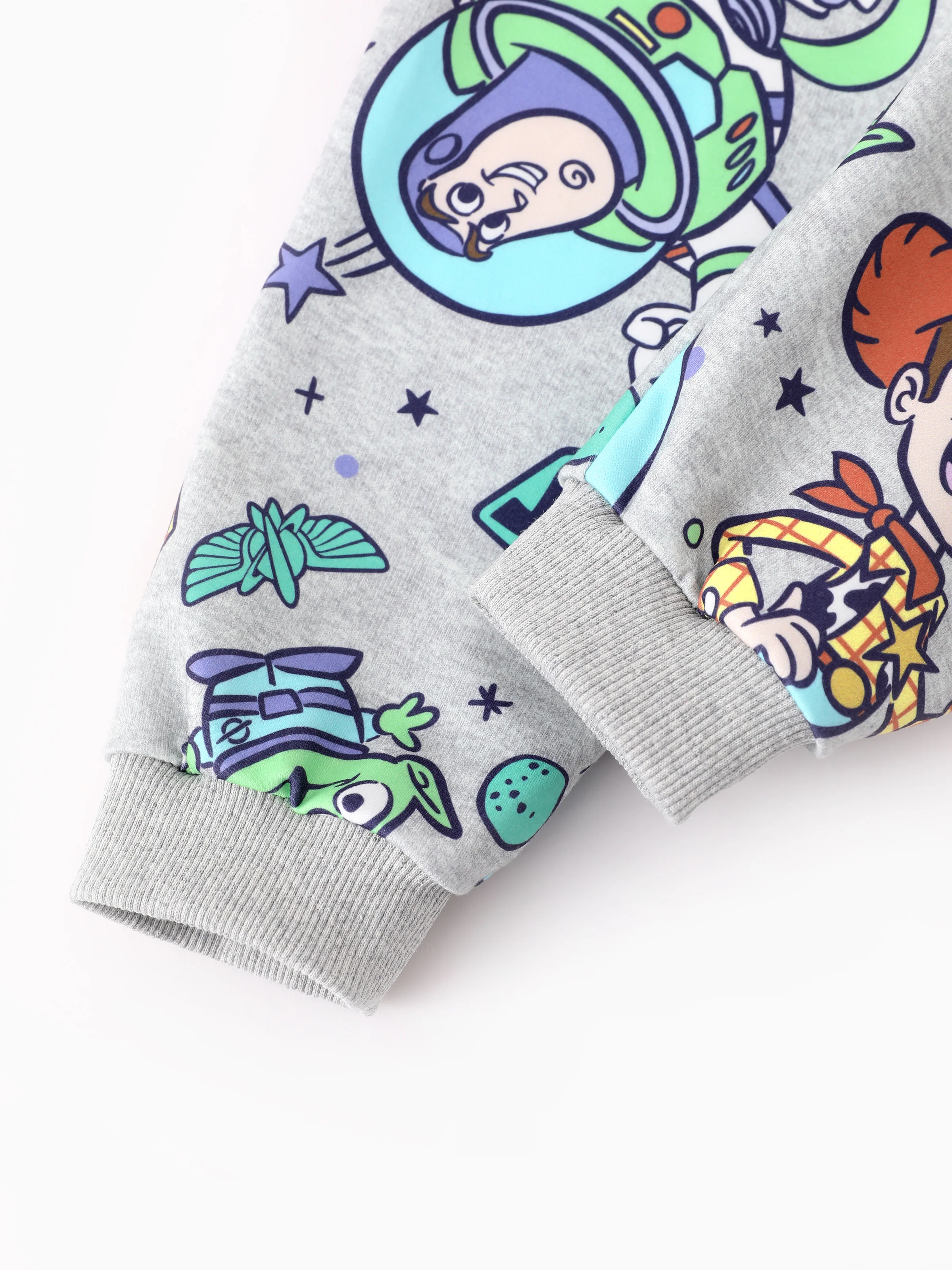 Toy Story Toddler Boy Buzz Lightyear/Woody 2pcs Ribbed Cuffs Hooded Sweatshirt and Sweatpants Set Grey - Image 7