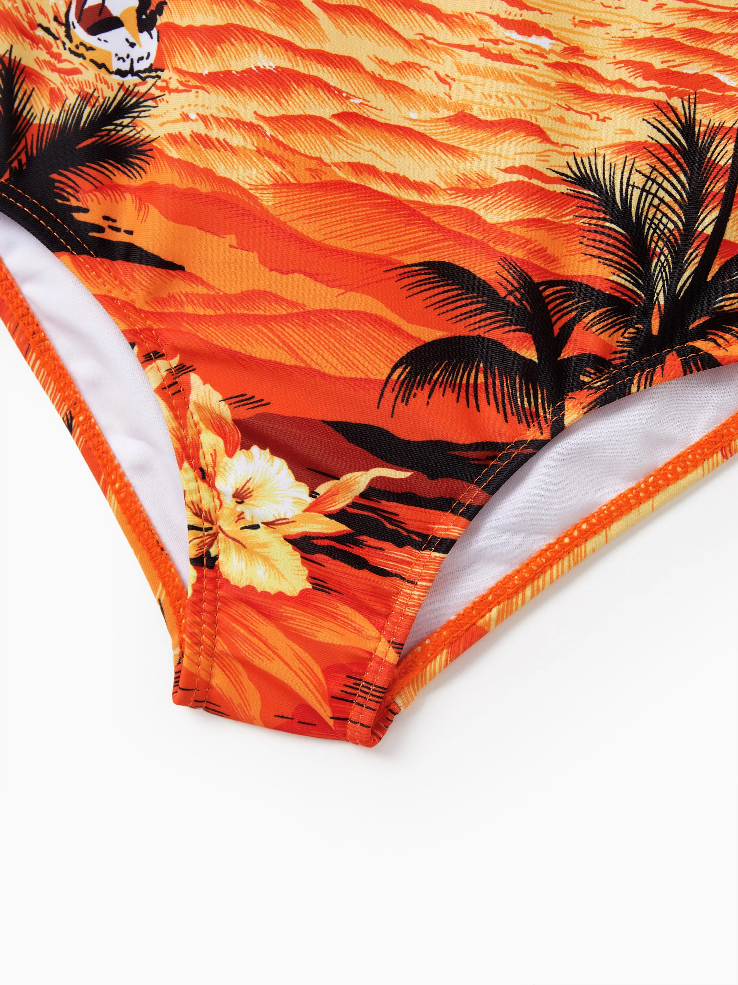 Tropical Hawaiian Swimsuits for Family Matching Swimwear Orange - Image 11