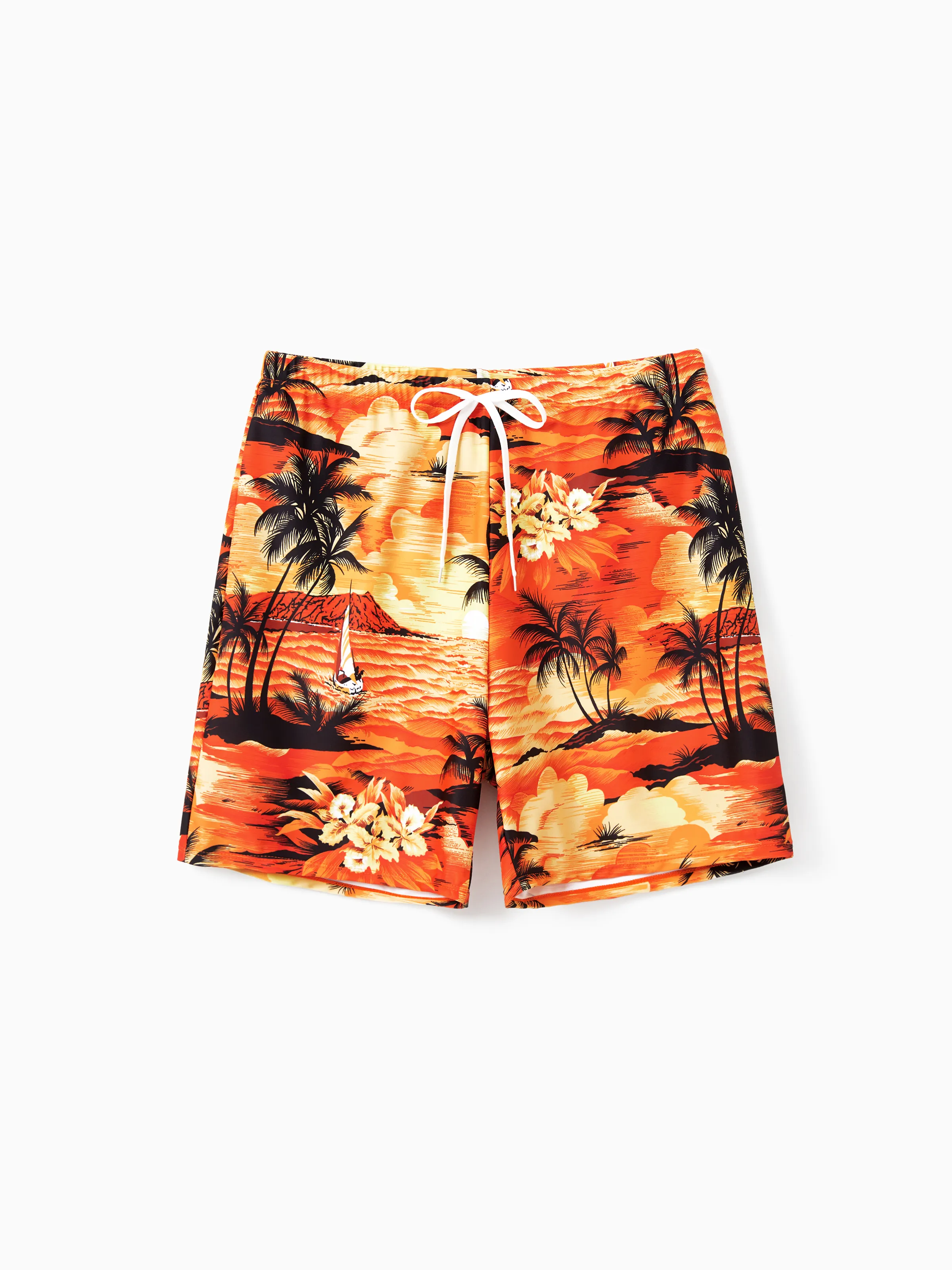 Tropical Hawaiian Swimsuits for Family Matching Swimwear Orange - Image 16