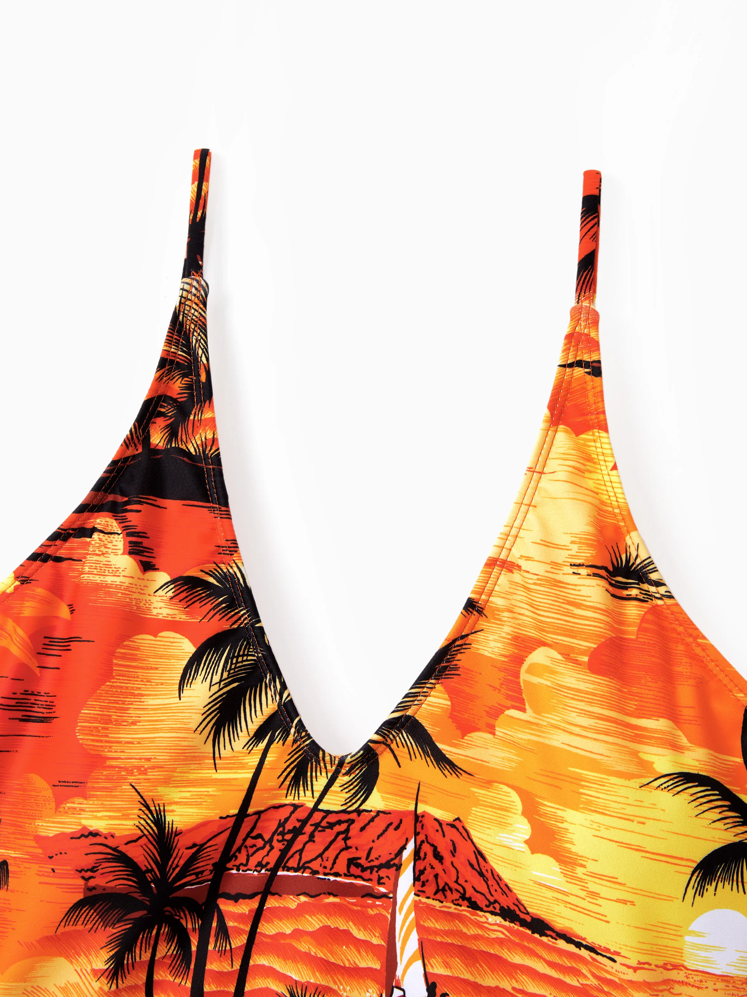 Mommy & me Tropical Hawaiian Swimsuits Swimwear Orange - Image 5