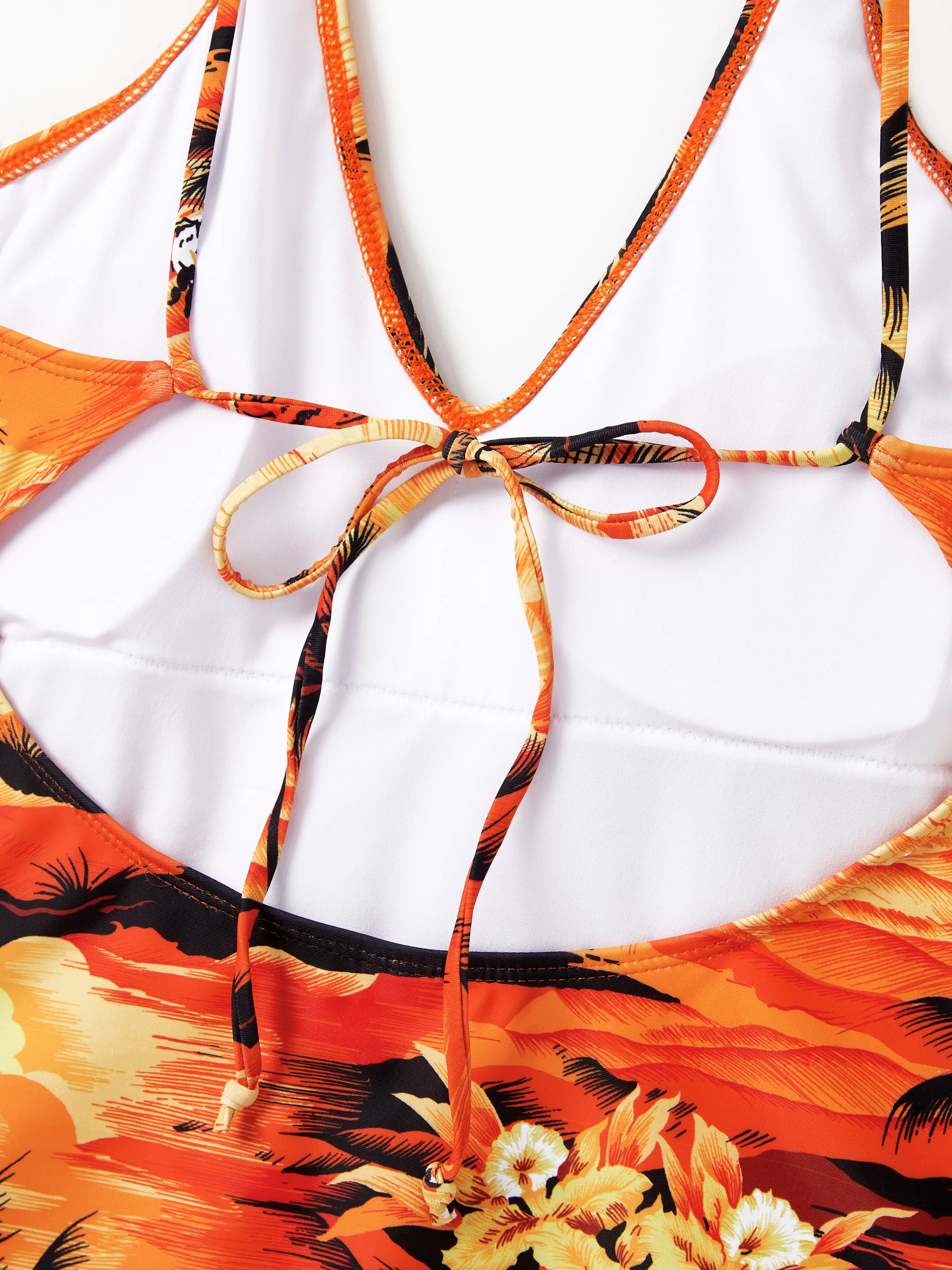 Mommy & me Tropical Hawaiian Swimsuits Swimwear Orange - Image 7
