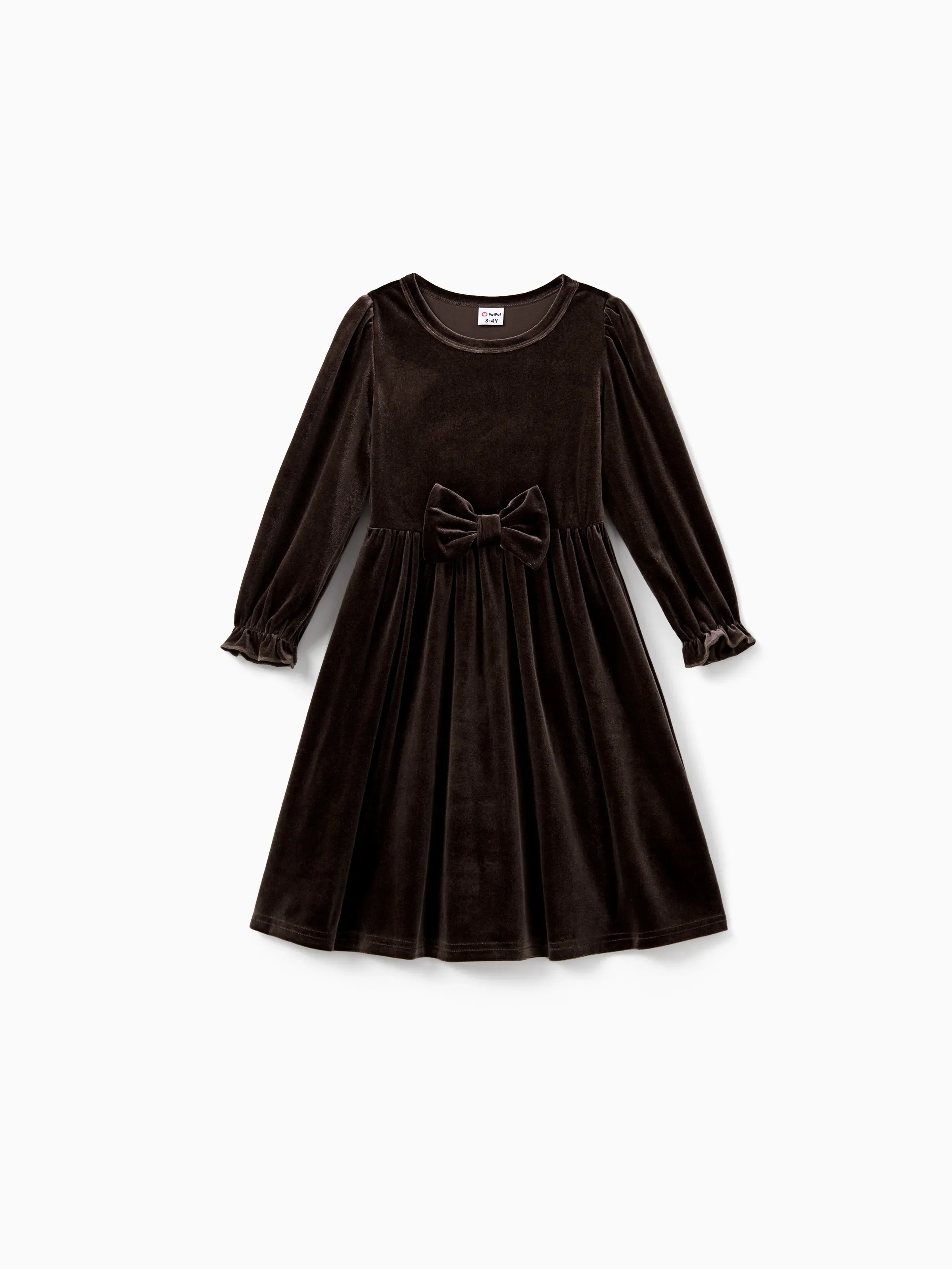 Velvet & Plaid Matching Family Outfits Dad/Son Shirts & Mom/Daughter Velvet Dresses Sets Dark Brown - Image 7